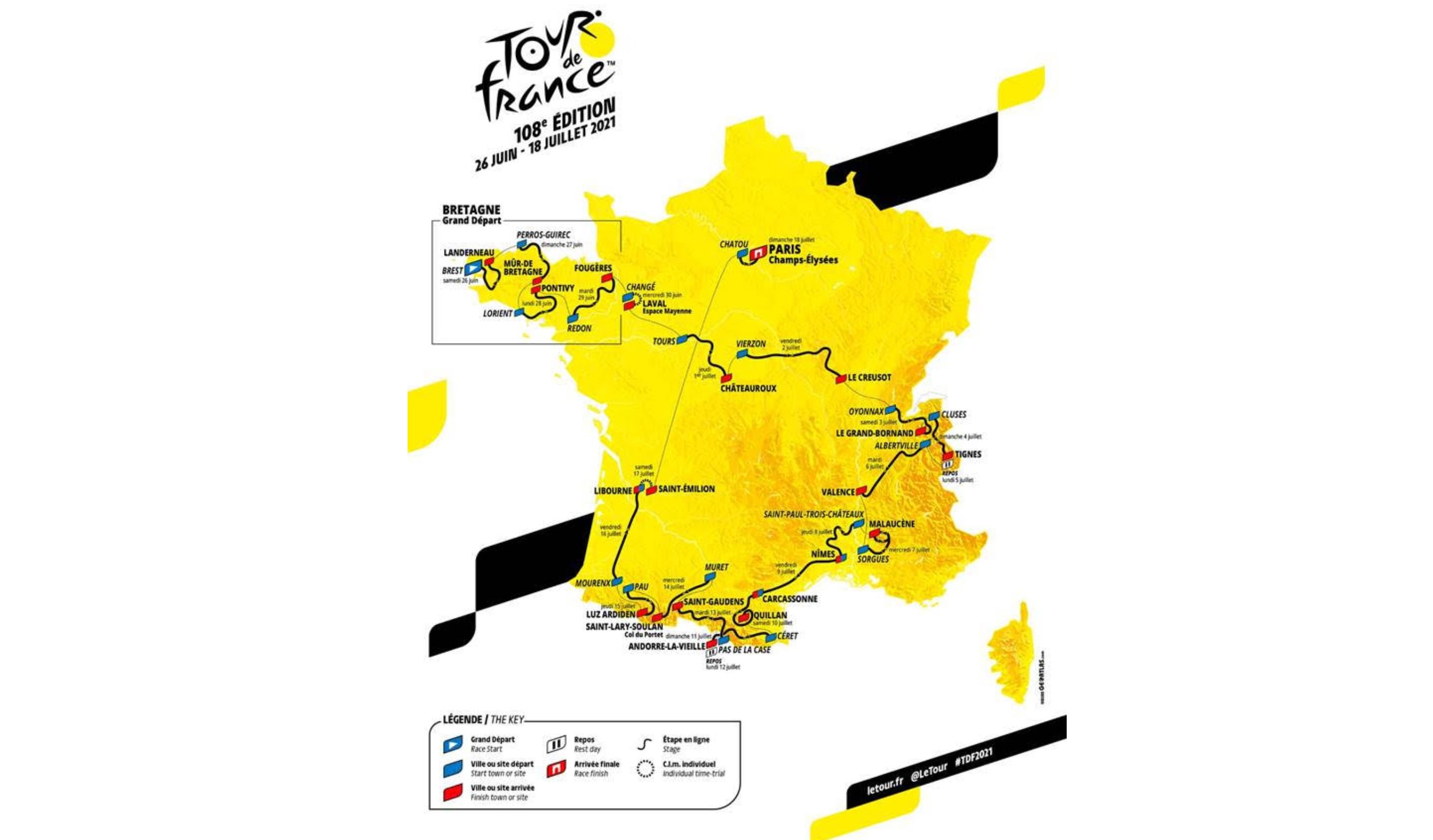 The Tour de France route for 2021