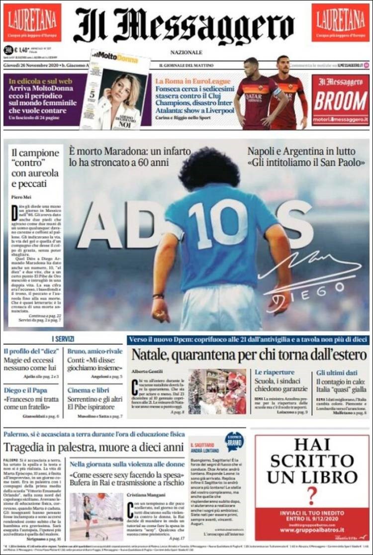 Il Messaggero front page