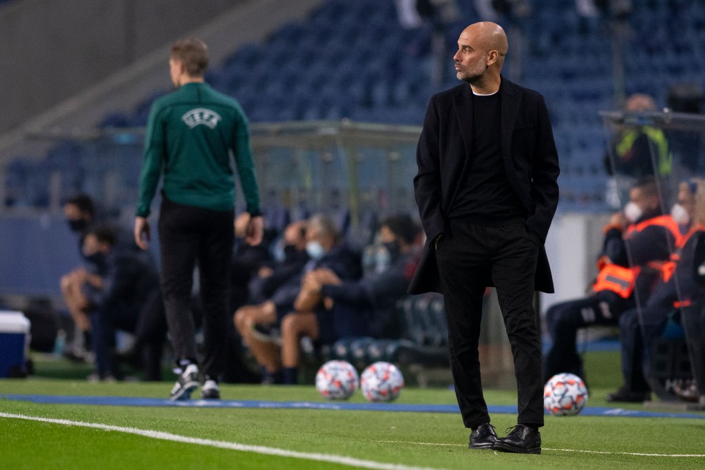 Pep Guardiola, head coach of Manchester City during the UEFA Champions League Group C stage match between FC Porto and Manchester City at Estadio do Dragao on December 1, 2020 in Porto, Portugal. (