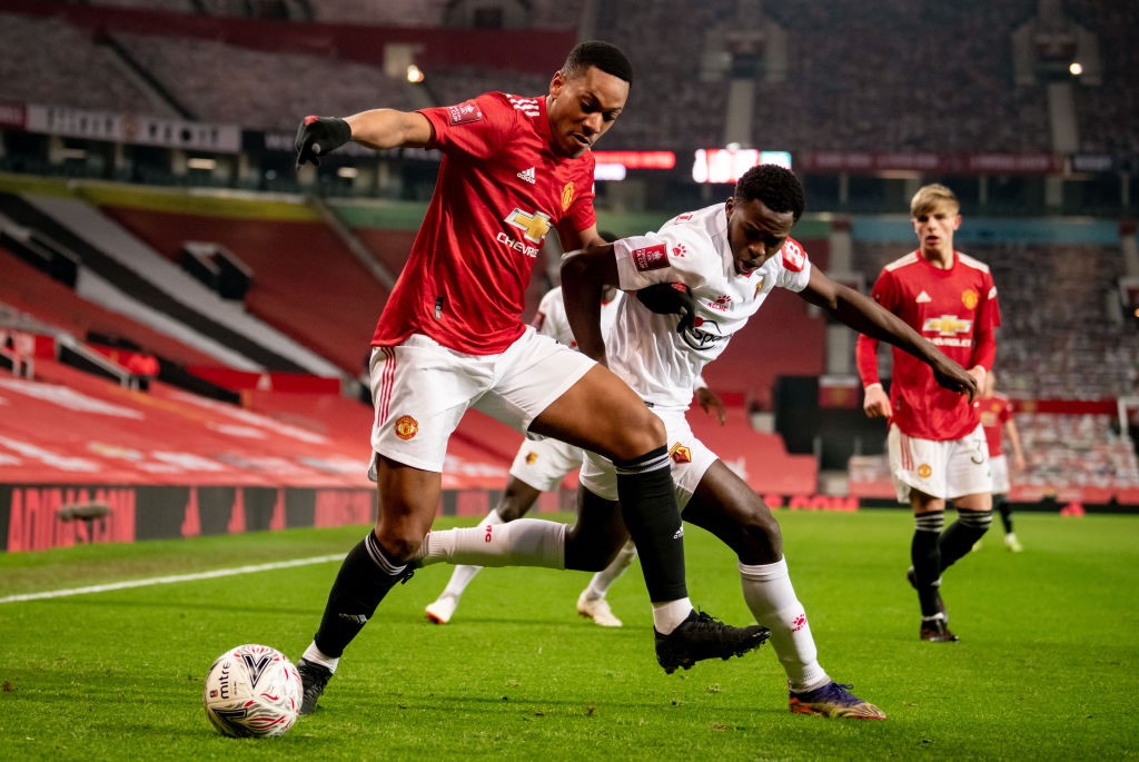 Anthony Martial lors de Manchester United - Watford au 3e tour de la FA Cup le 9 janvier 2021