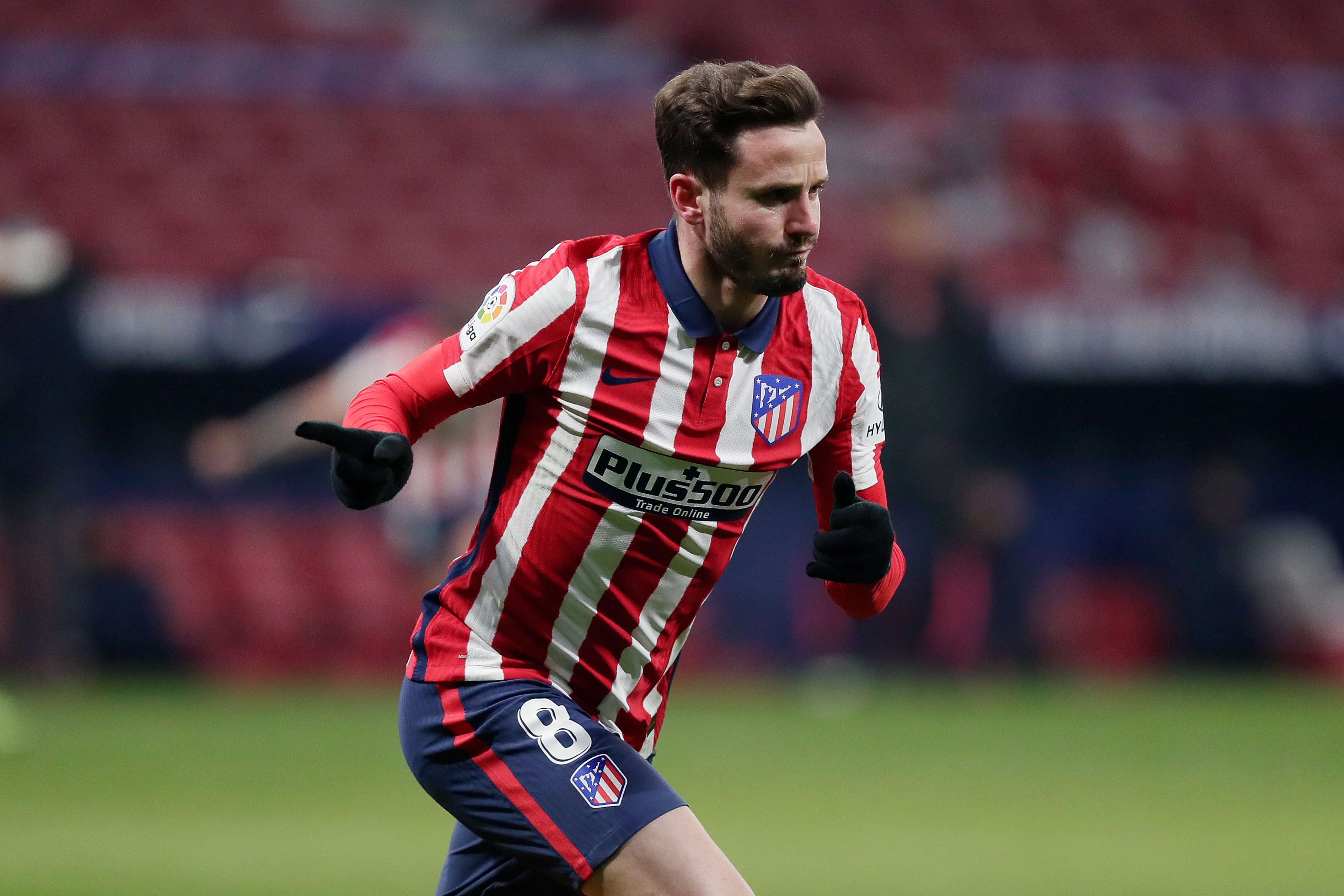 Saul Niguez celebrates scoring for Atletico Madrid