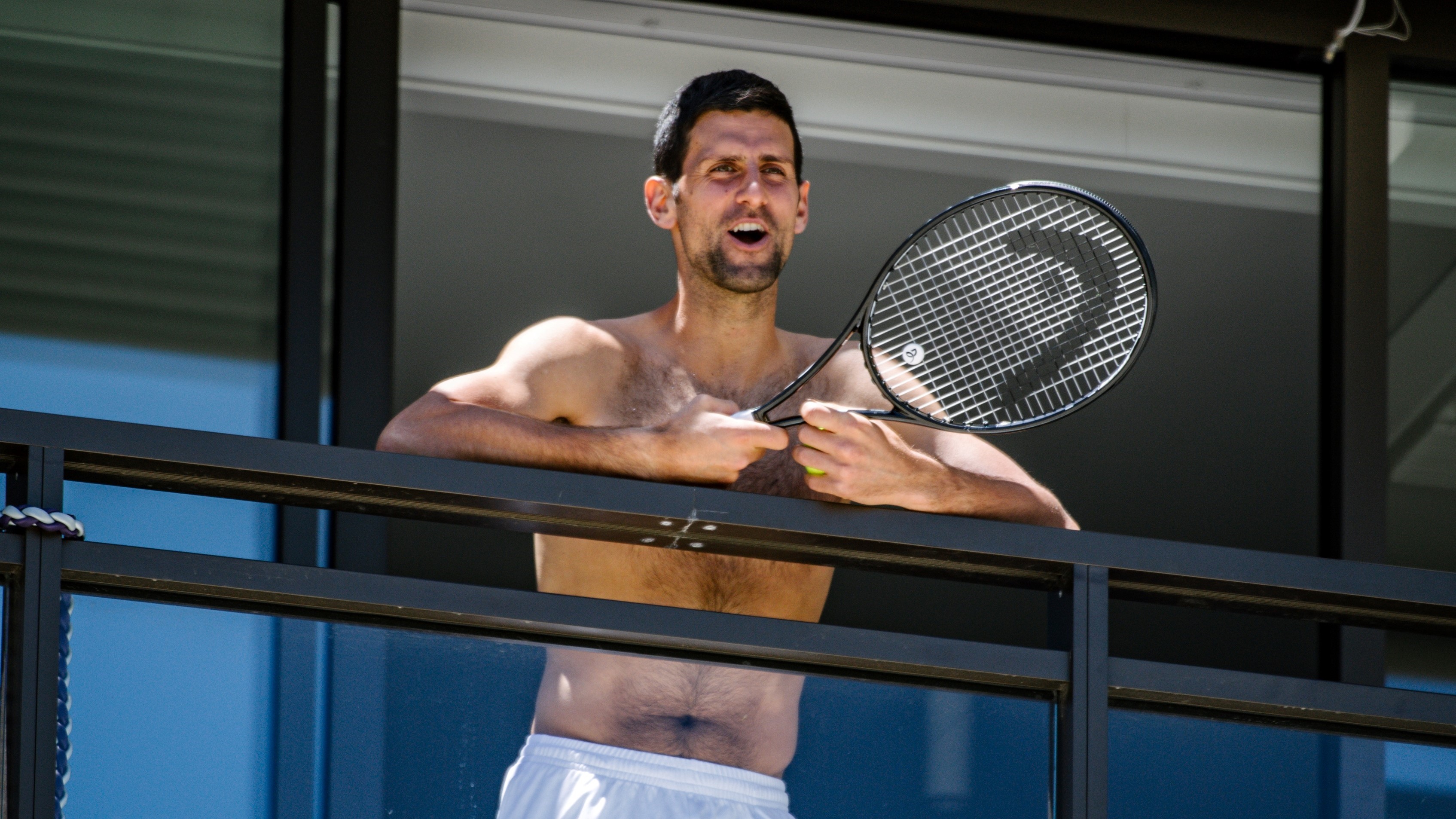 Novak Djokovic im Quarantäne-Hotel bei den Australien Open.