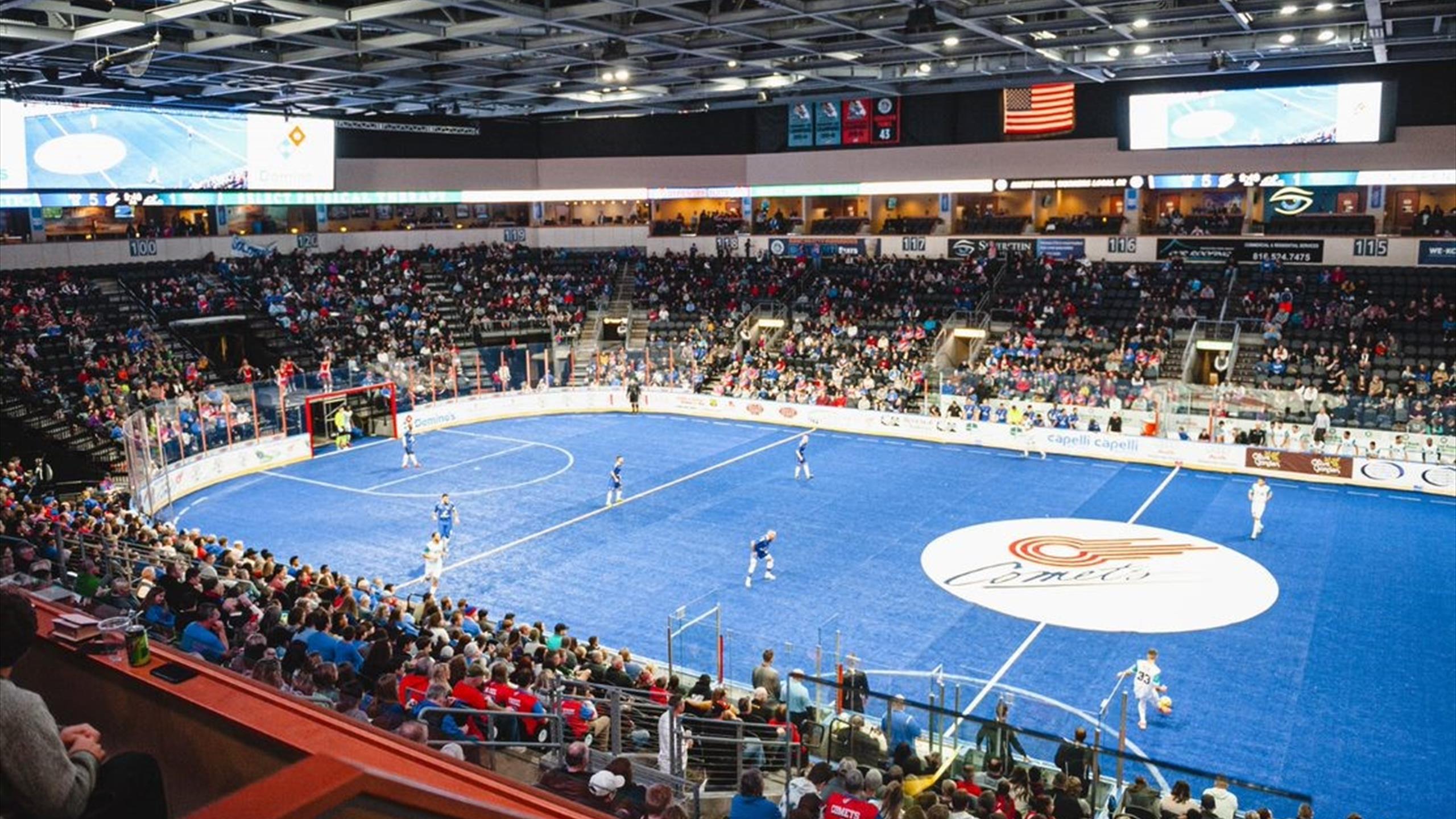 Du foot dans une arène de hockey (avec des règles de hockey