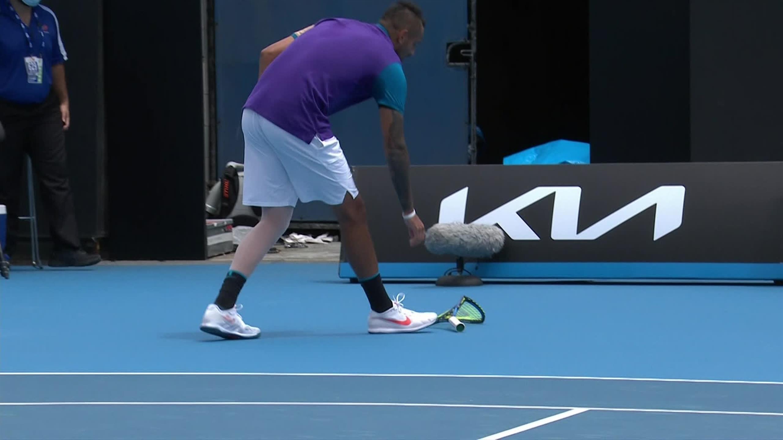 Murray River Open 2021: Nick Kyrgios smashes his racket ...