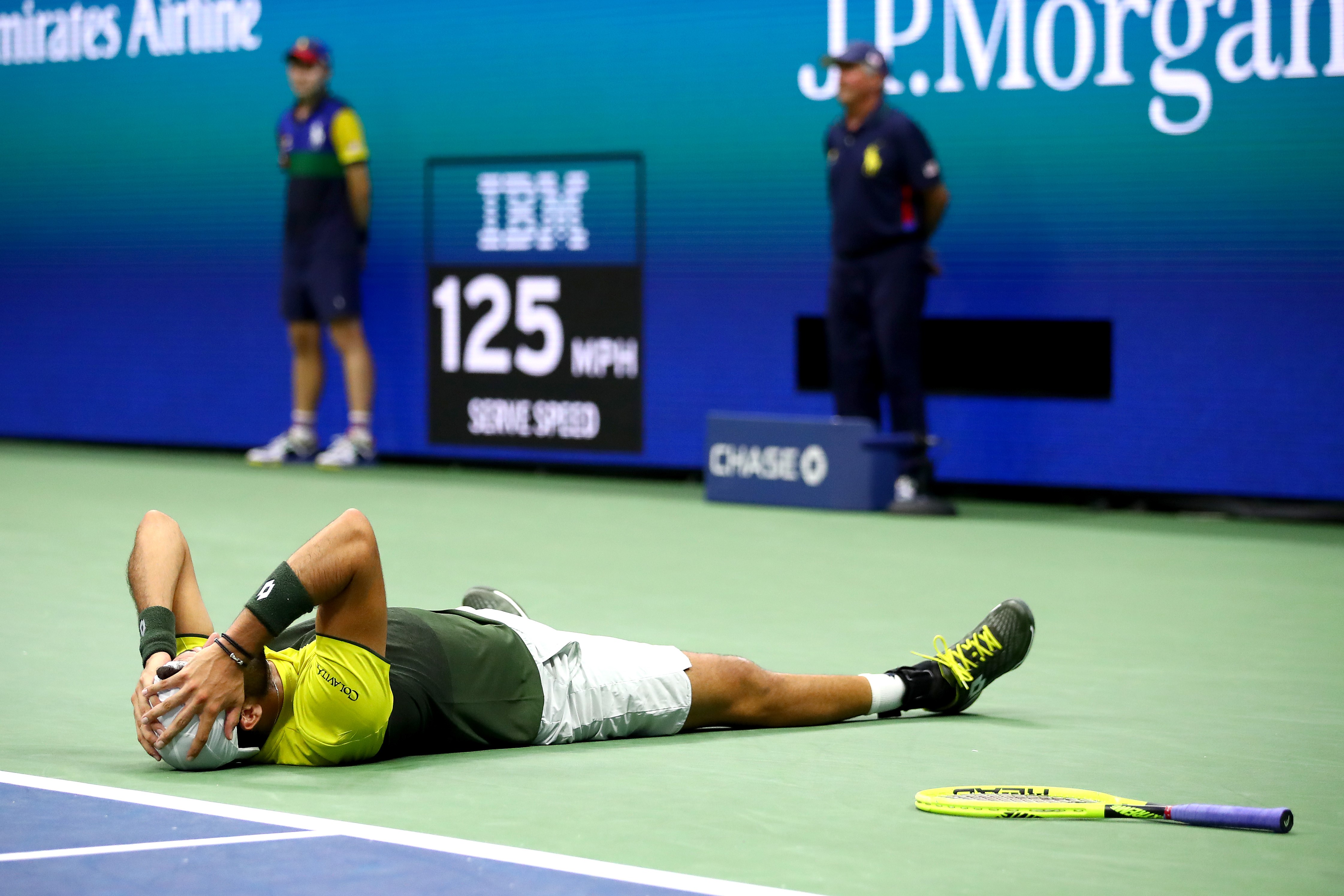 Matteo Berrettini 2019 Amerika Açık çeyrek finalinde Gael Monfils'i beş sette mağlup ederek yarı finale yükseliyor