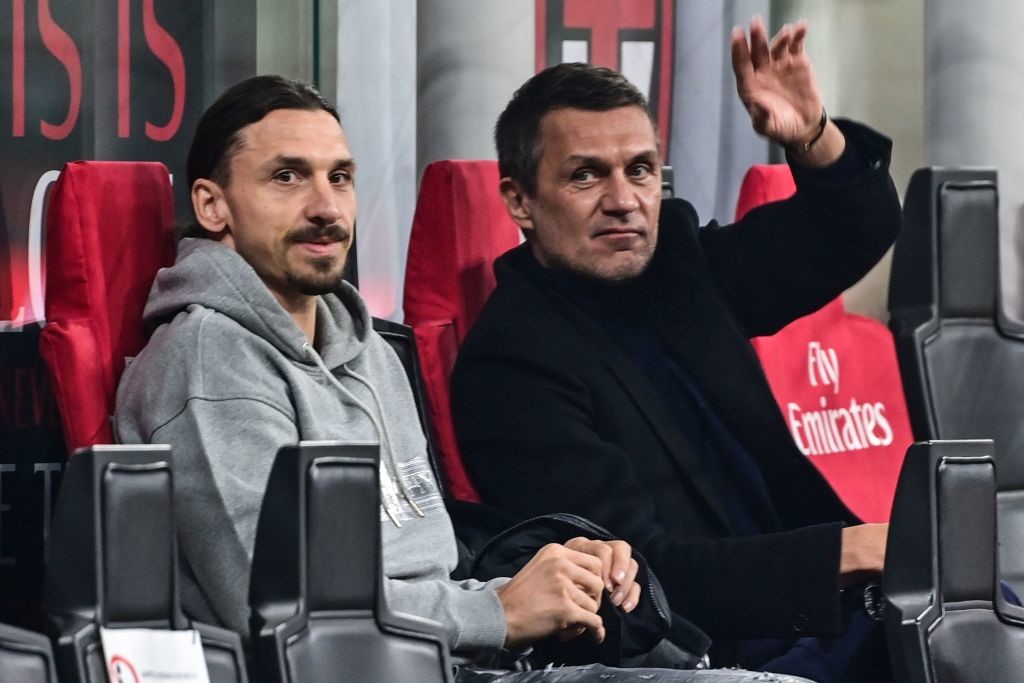 Maldini in panchina con Ibrahimovic durante Milan-Udinese - Serie A 2020/2021 - Getty Images