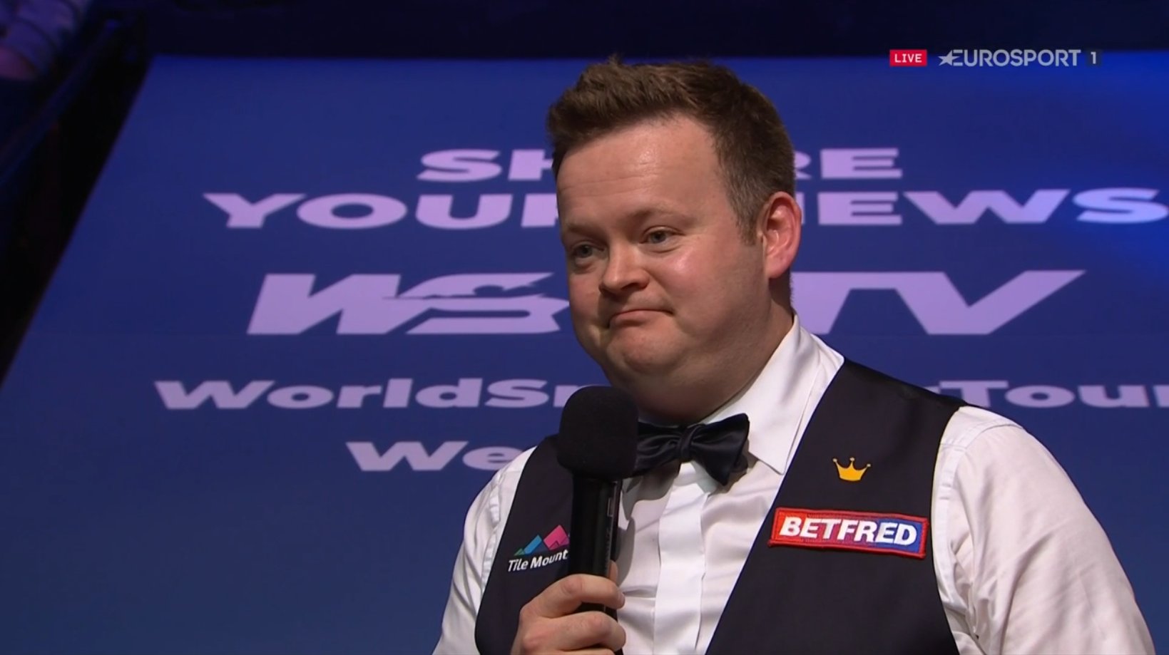 Shaun Murphy after losing to Mark Selby at the World Snooker Championship