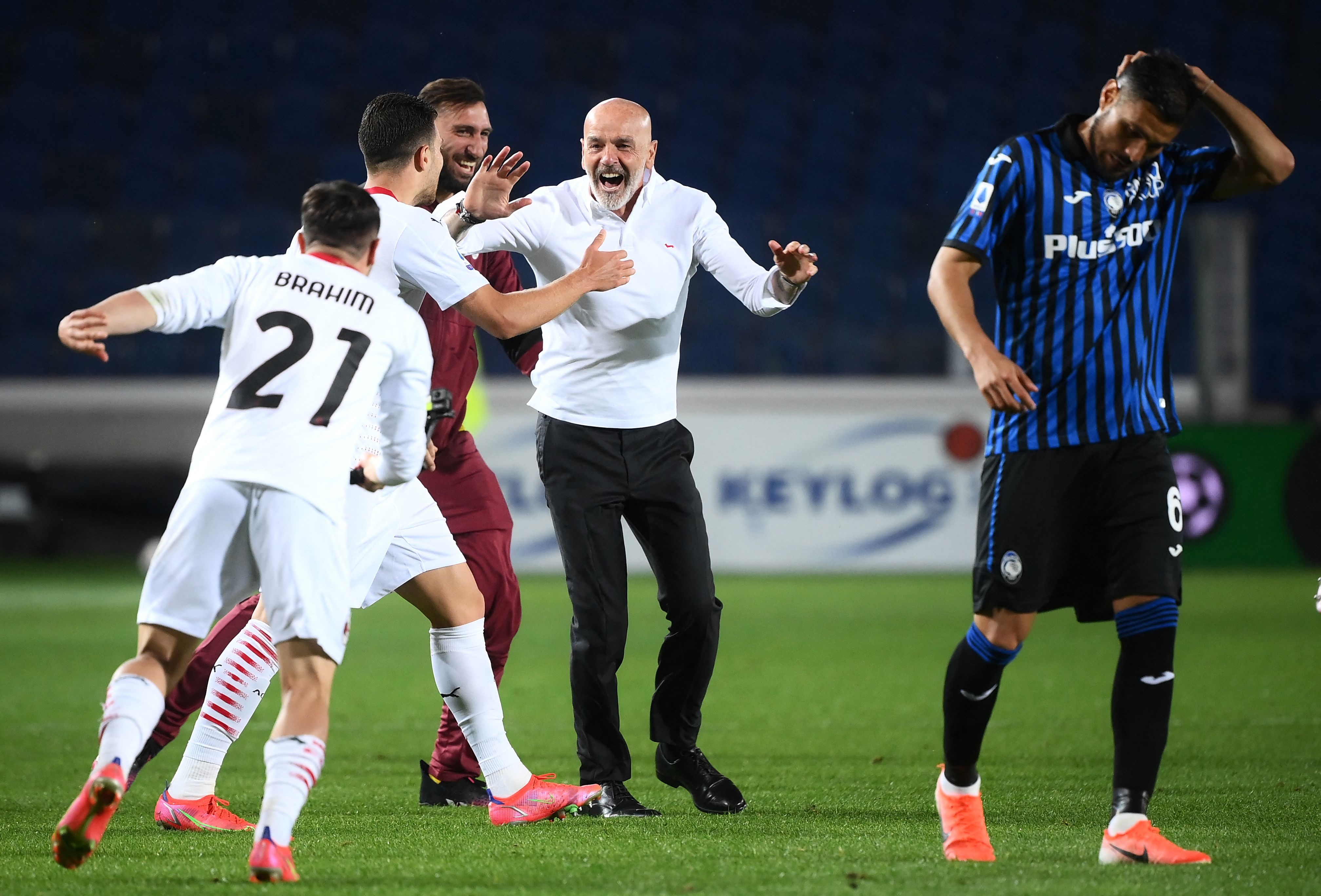 La gioia di Pioli dopo Atalanta-Milan