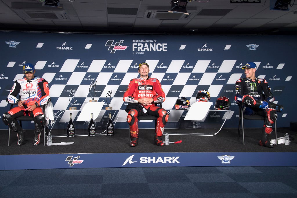 Jack Miller, Johann Zarco (Ducati) et Fabio Quartararo (Yamaha) au Grand Prix de France 2021