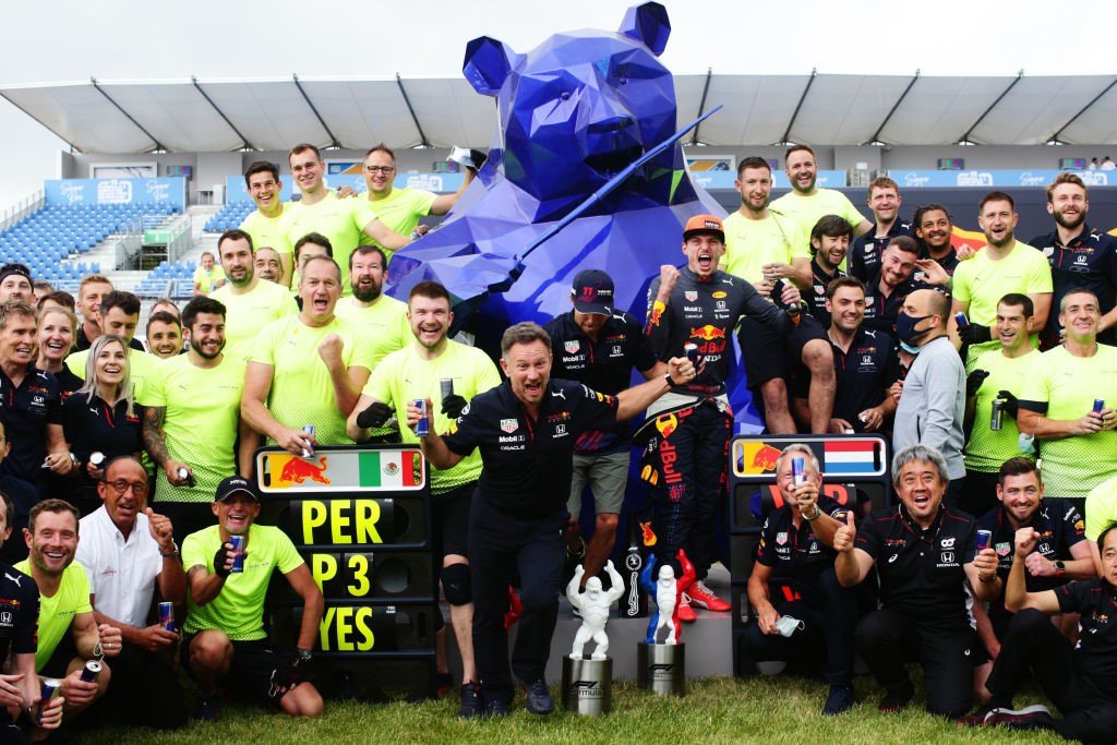 Red Bull fête la victoire de Max Verstappen (Red Bull) au Grand Prix de France 2021