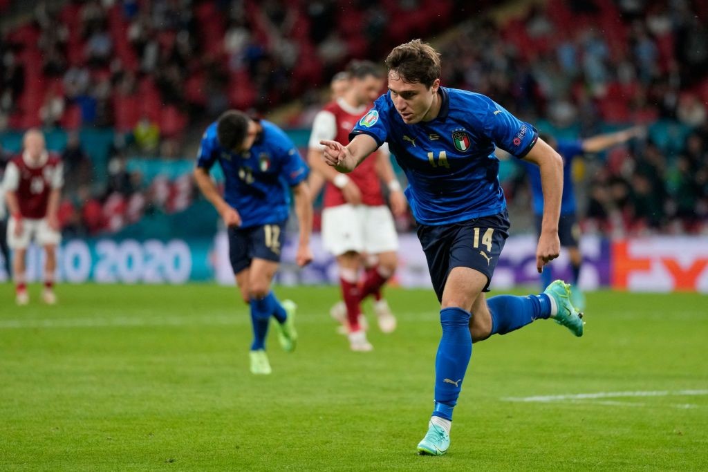 Federico Chiesa, buteur en prolongation pour l'Italie face à l'Autriche, en huitième de finale de l'Euro 2020 - 26/06/2021