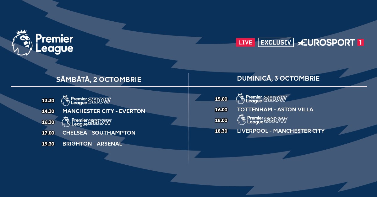 Program Premier League etapa 7 - Eurosport 1