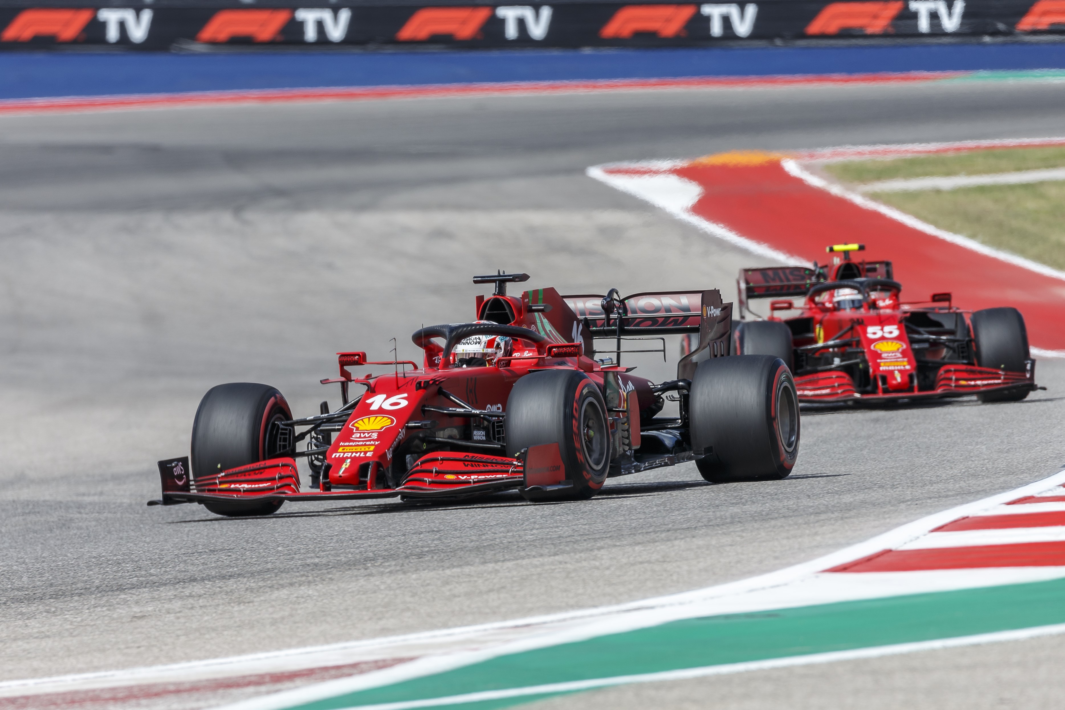 Charles Leclerc et Carlos Sainz (Ferrari) au Grand Prix des Etats-Unis d'Amérique 2021