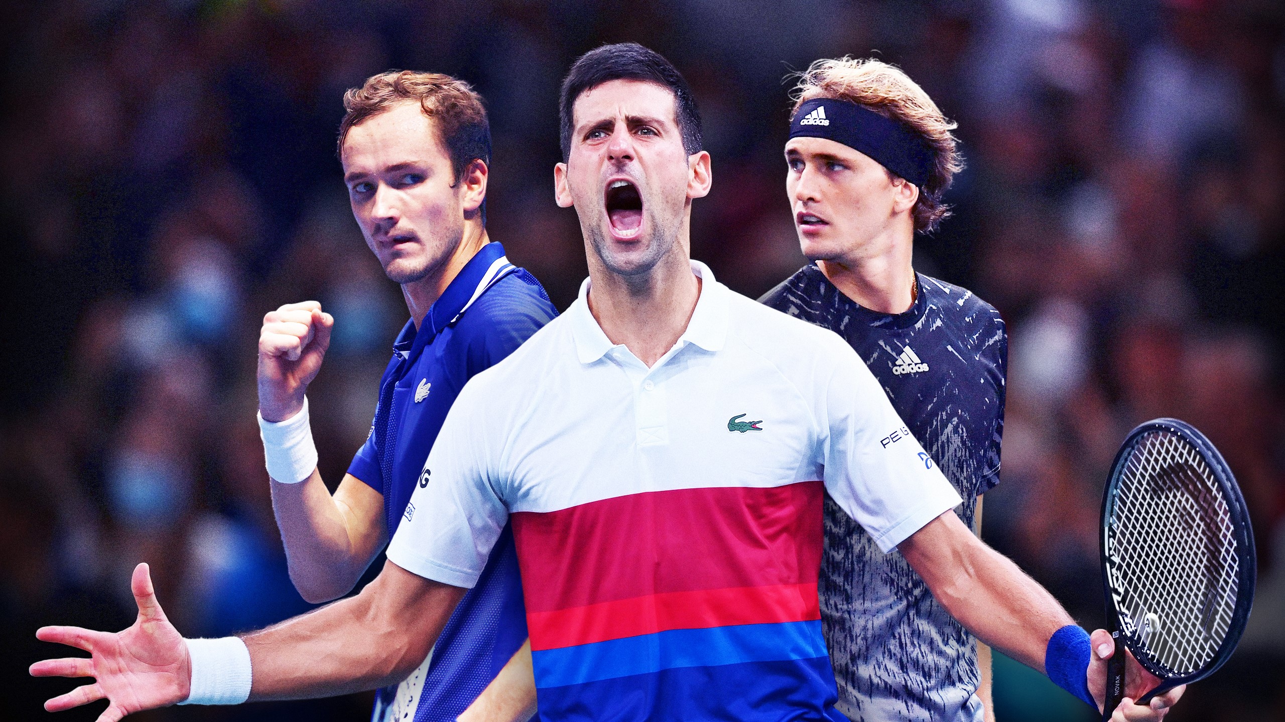 Djokovic, Medvedev Zverev : Le Big 3 de 2021. (Visuel Quentin Guichard)