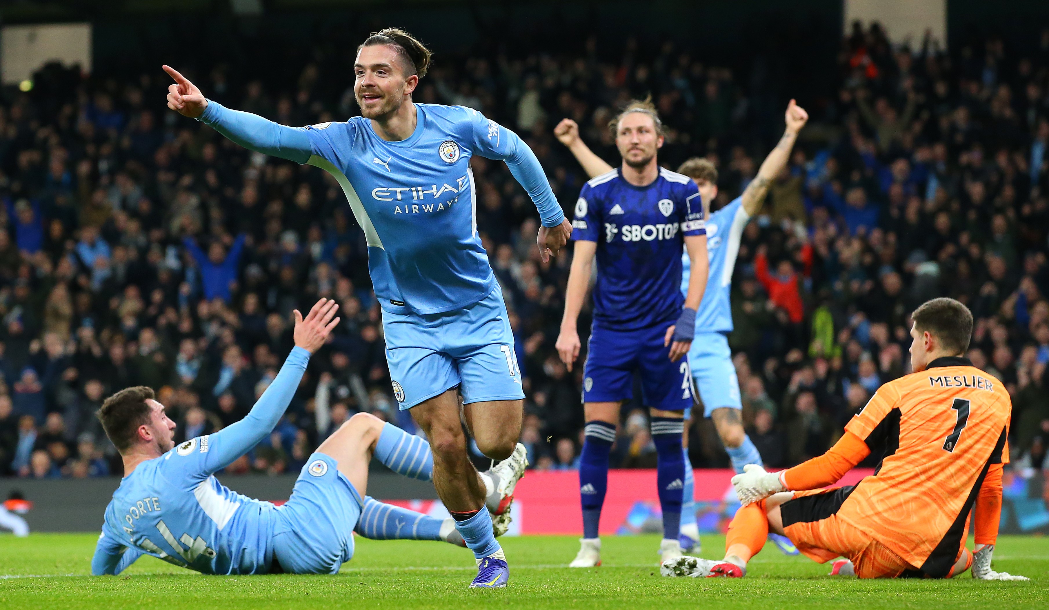 Grealish celebrating, Manchester City-Aston Villa