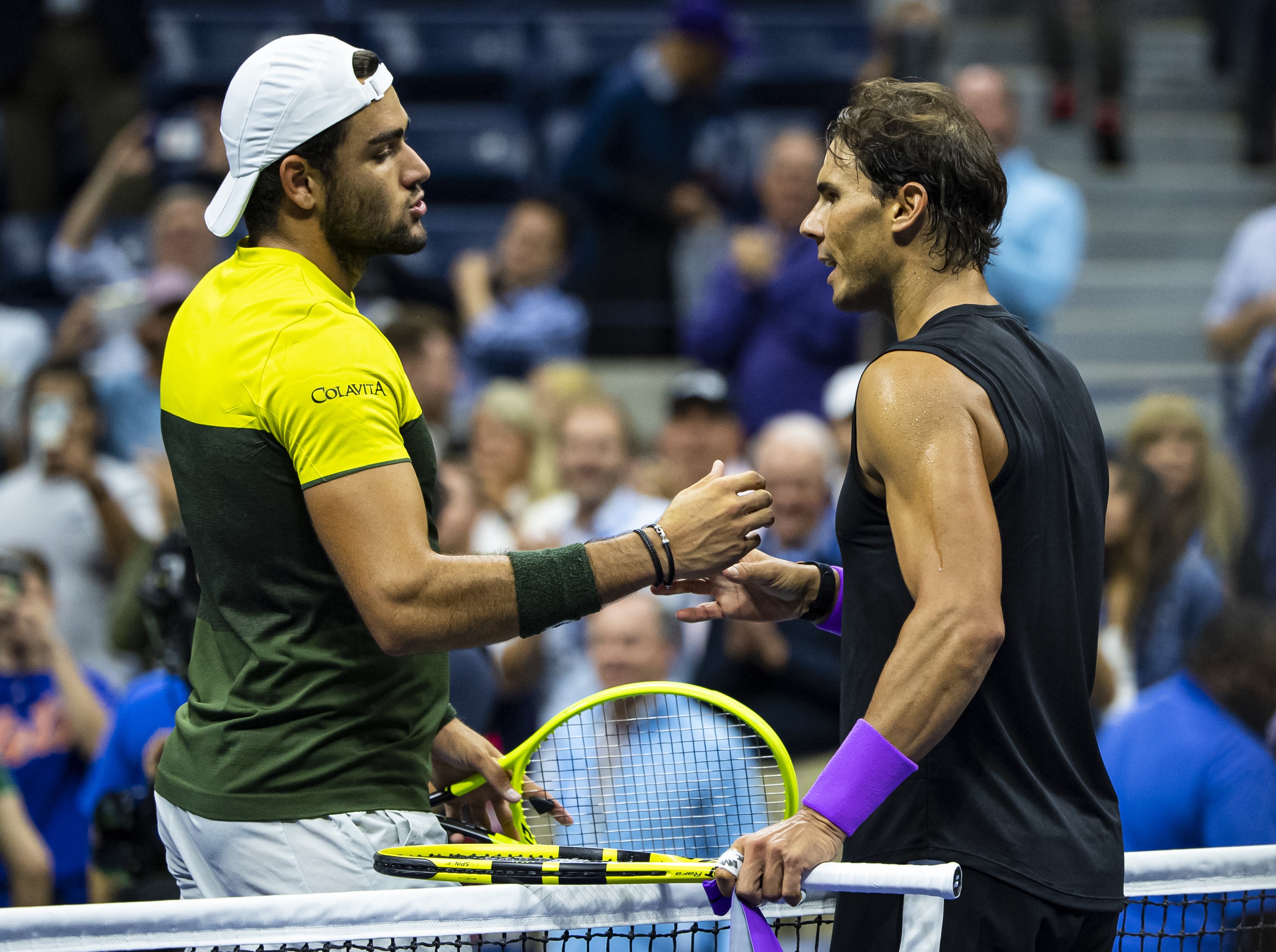 Rafa Nadal y Matteo Berrettini se felicitan tras el partido del US Open 2019