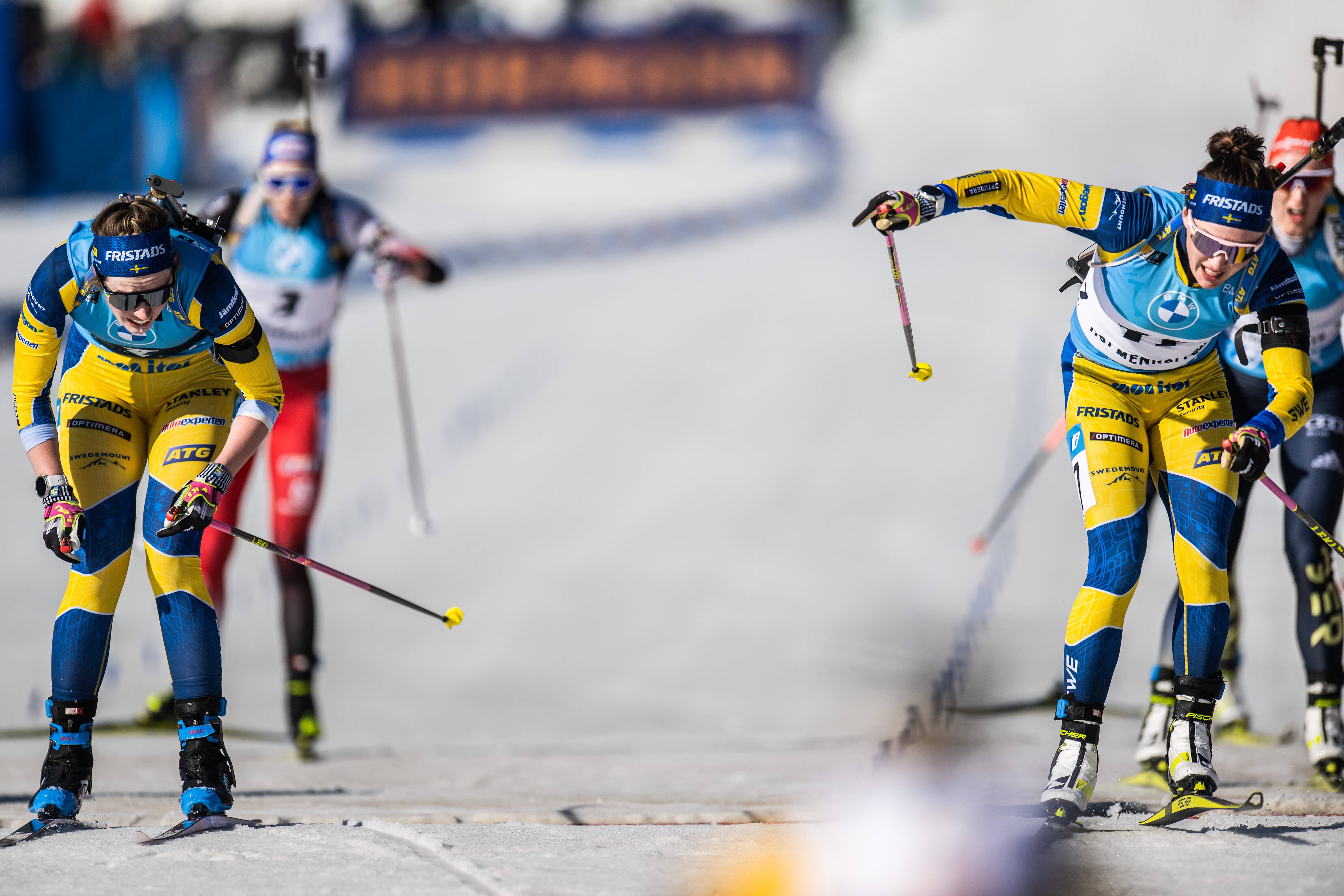 Linn Persson et Elvira Öberg à l'arrivée de la mass-start d'Oslo