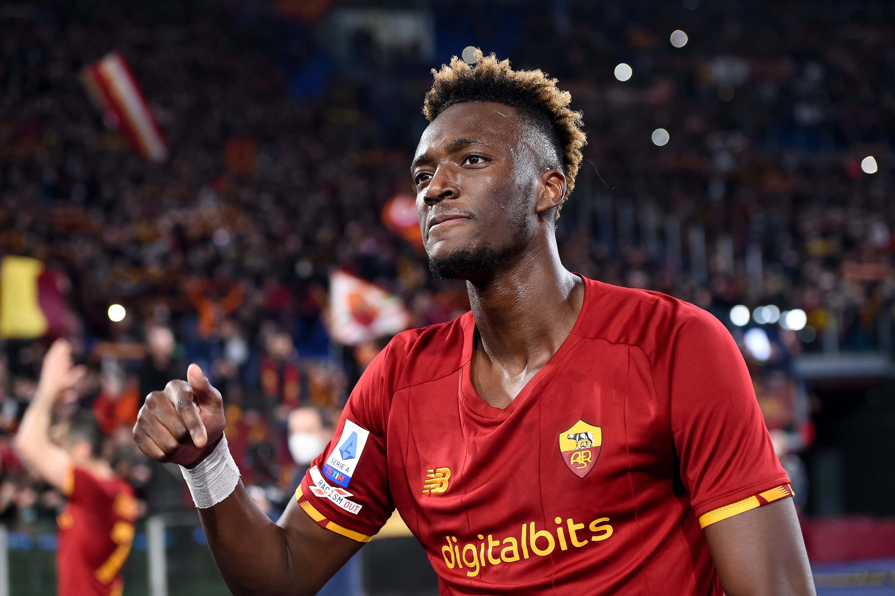 Tammy Abraham lors de la victoire de la Roma dans le derby romain, le 20 mars 2022.