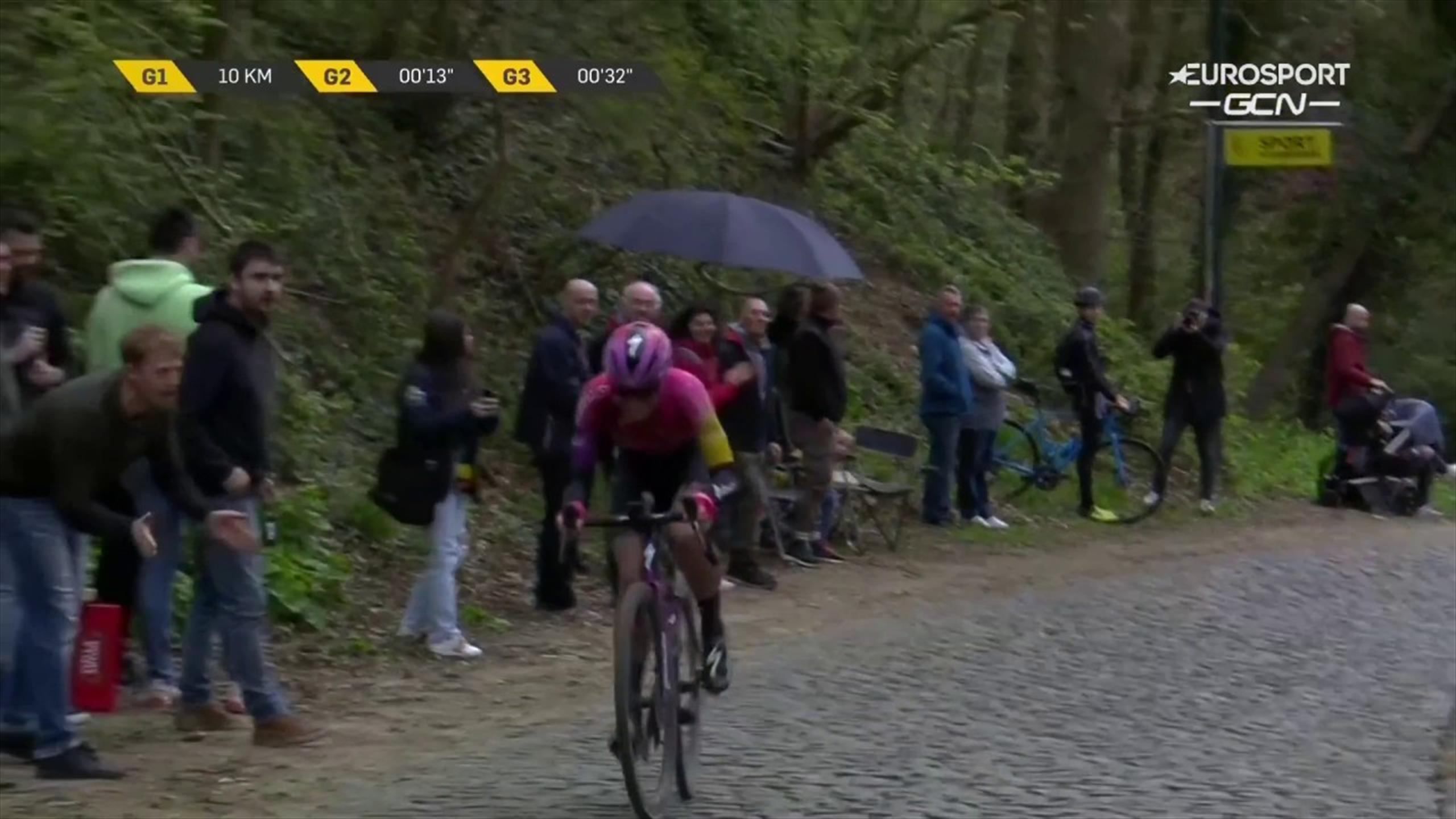 Freccia del Brabante Demi Vollering fa un buco sul pavé che scatto