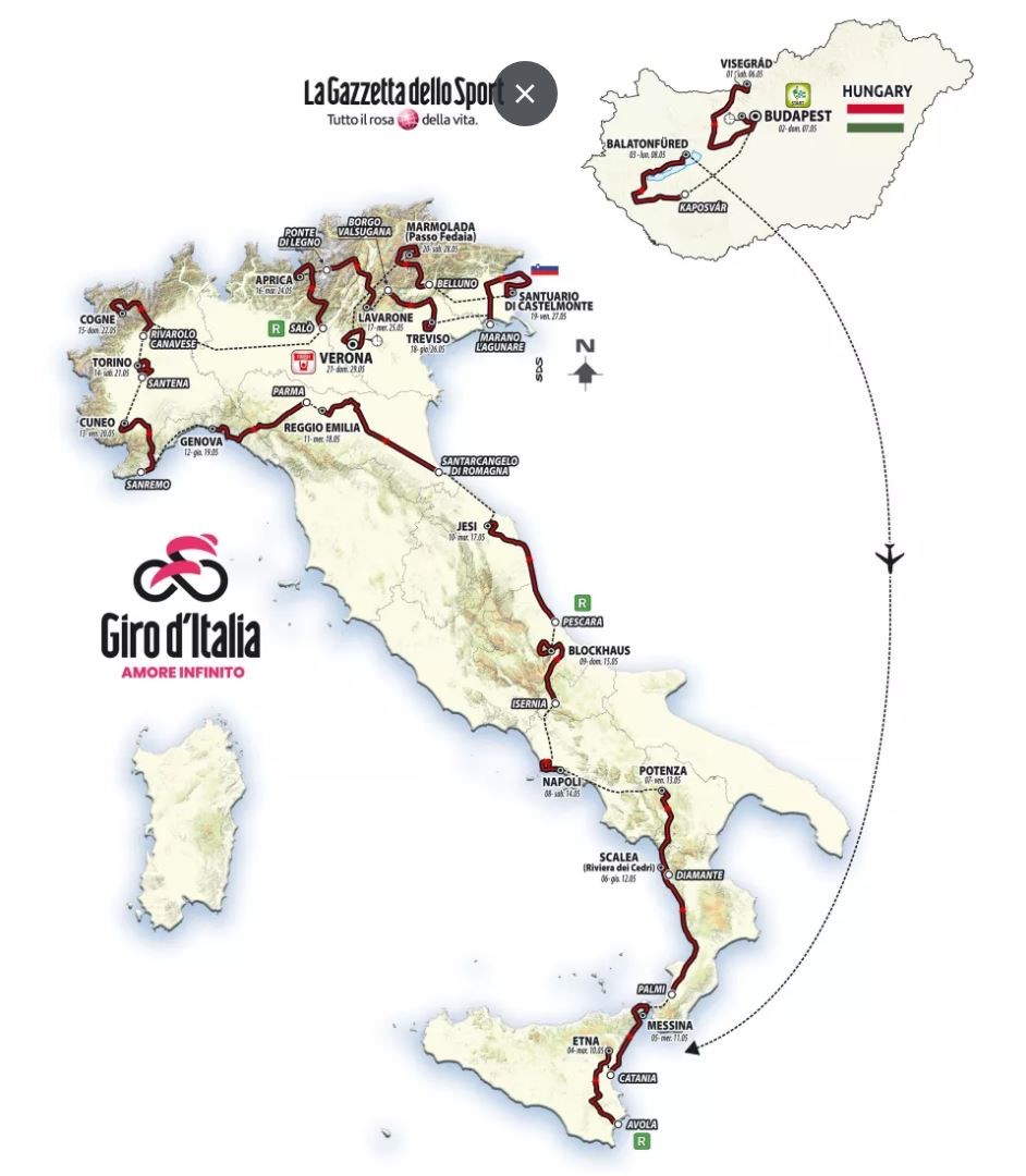 Giro d’Italia 2022 route and stages Schedule and key dates in the