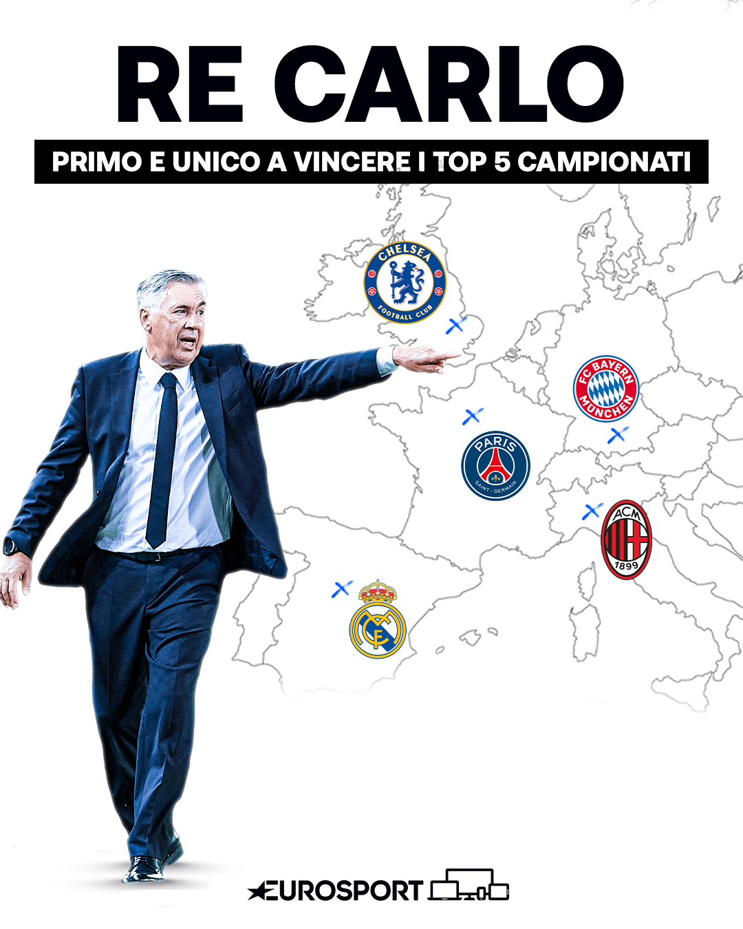 Ancelotti imperatore: primo e unico a vincere i Top 5 campionati