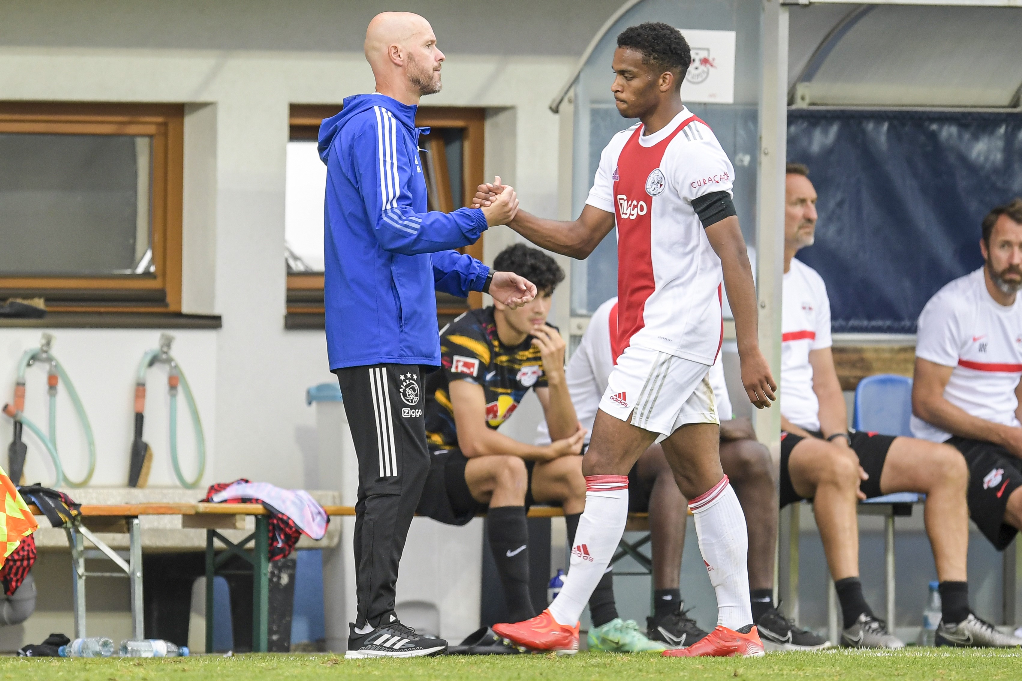 Erik ten Hag and Jurrien Timber at Ajax