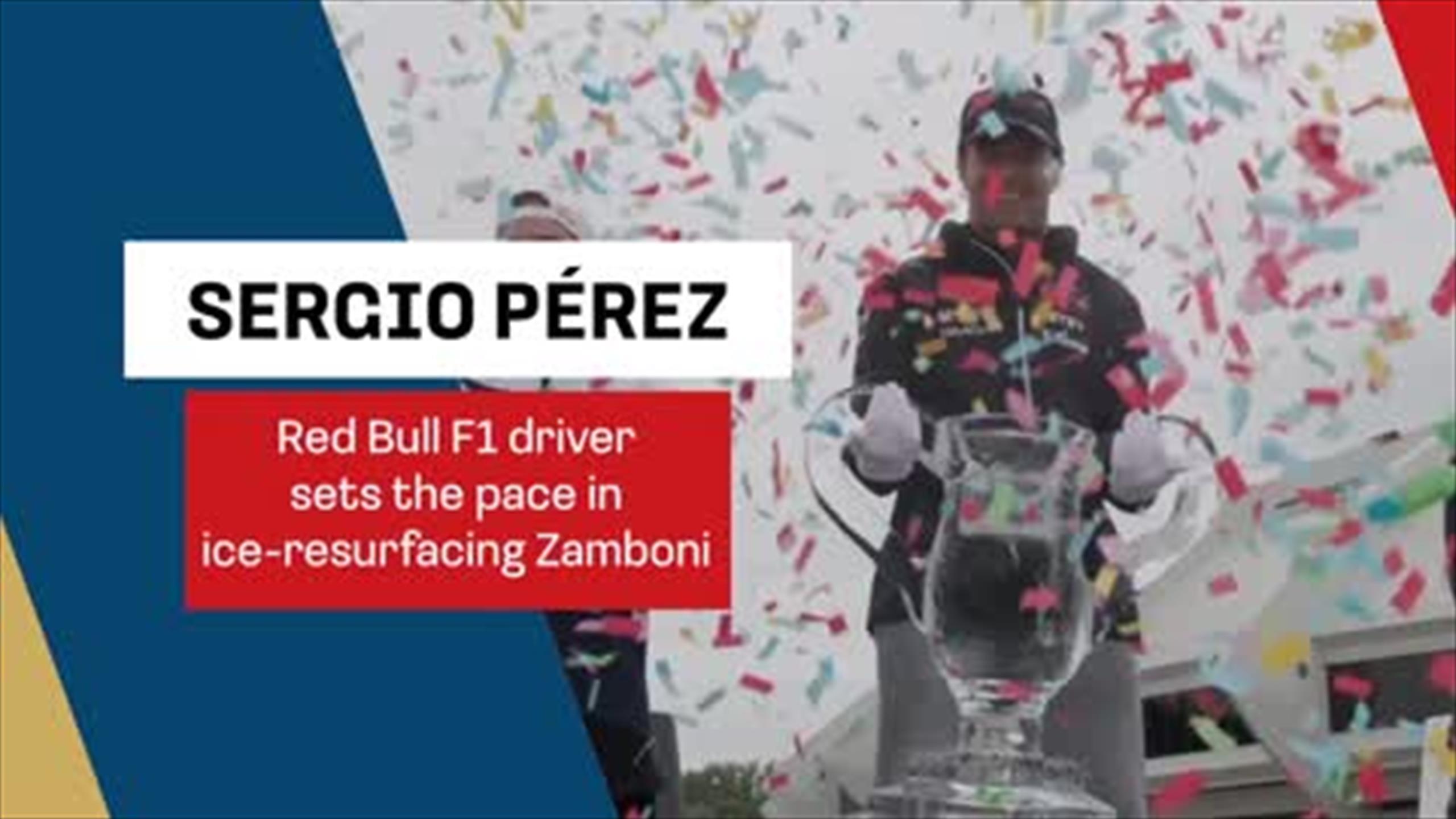 ‘It’s quite fast’ Sergio Perez took victory in iceresurfacing Zamboni race ahead of the