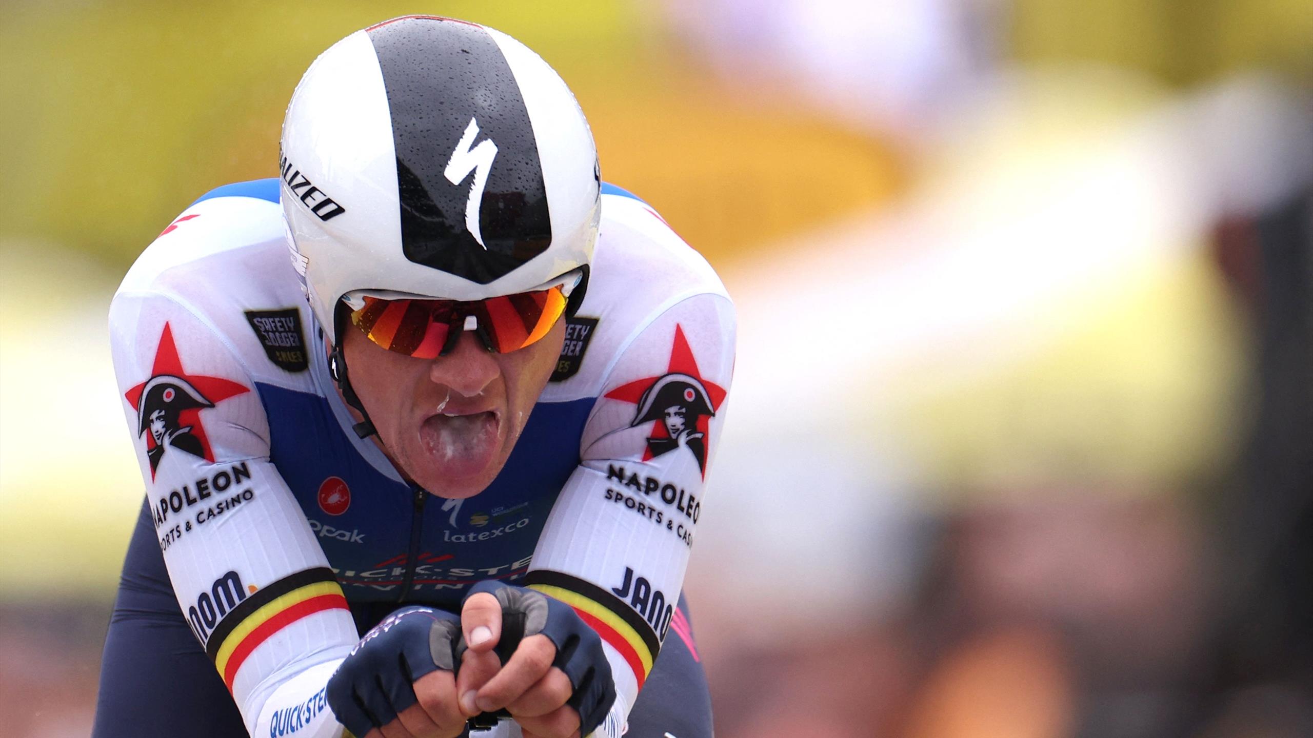 Tour de France Kolderieke helm zou tijdwinst opleveren, maar Lampaert wint zonder Eurosport