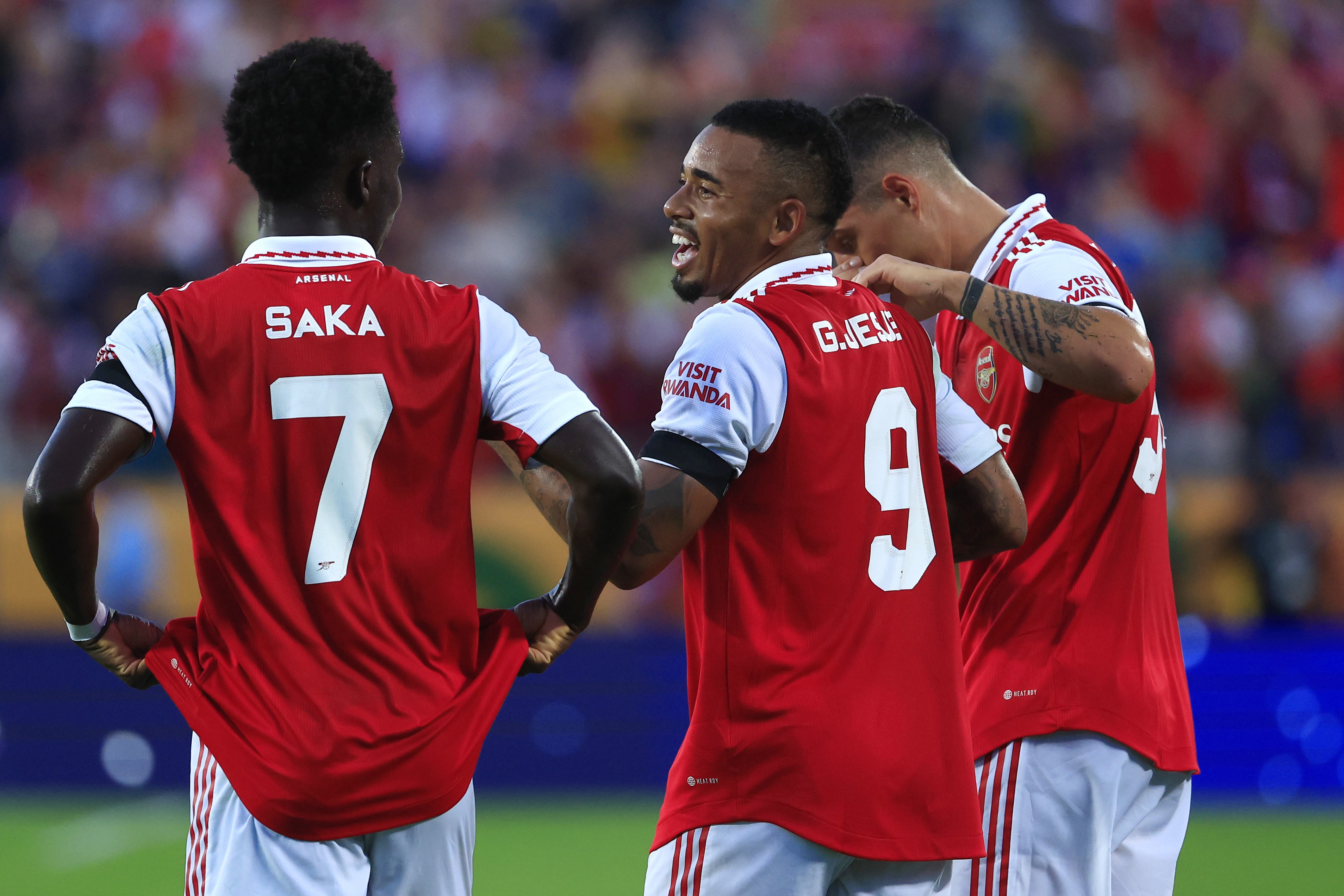 Bukayo Saka, Gabriel Jesus et Arsenal peuvent avoir le sourire : les Gunners ont battu Chelsea 4-0, à Orlando (23/07/2022)