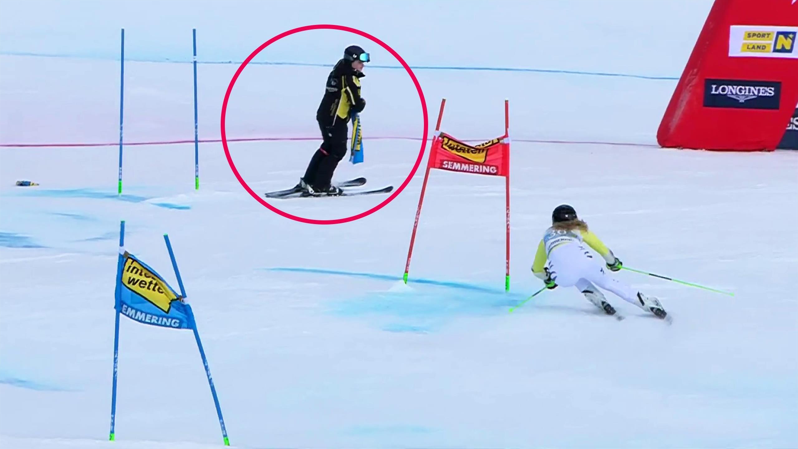 Semmering Pistenarbeiterin kreuzt RiesenslalomStrecke vor Jessica