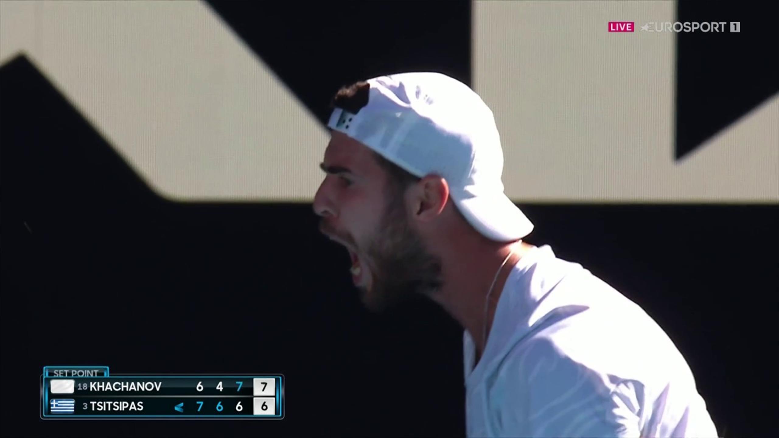 'He's pinched the third set!' Karen Khachanov takes tiebreak against