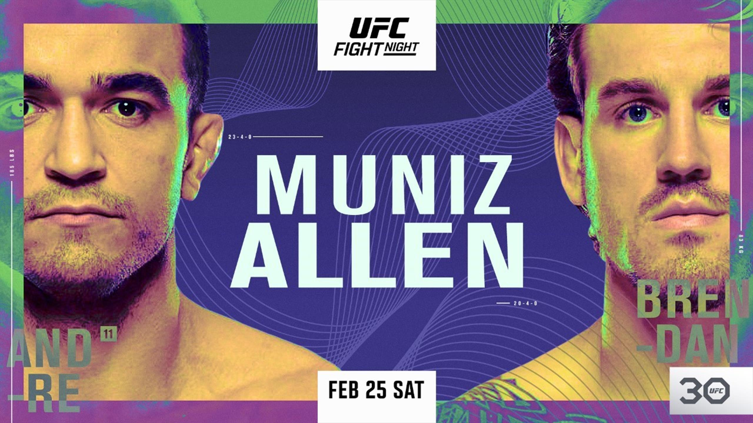 UFC Vegas 70 Muniz vs. Allen uitslagen Eurosport