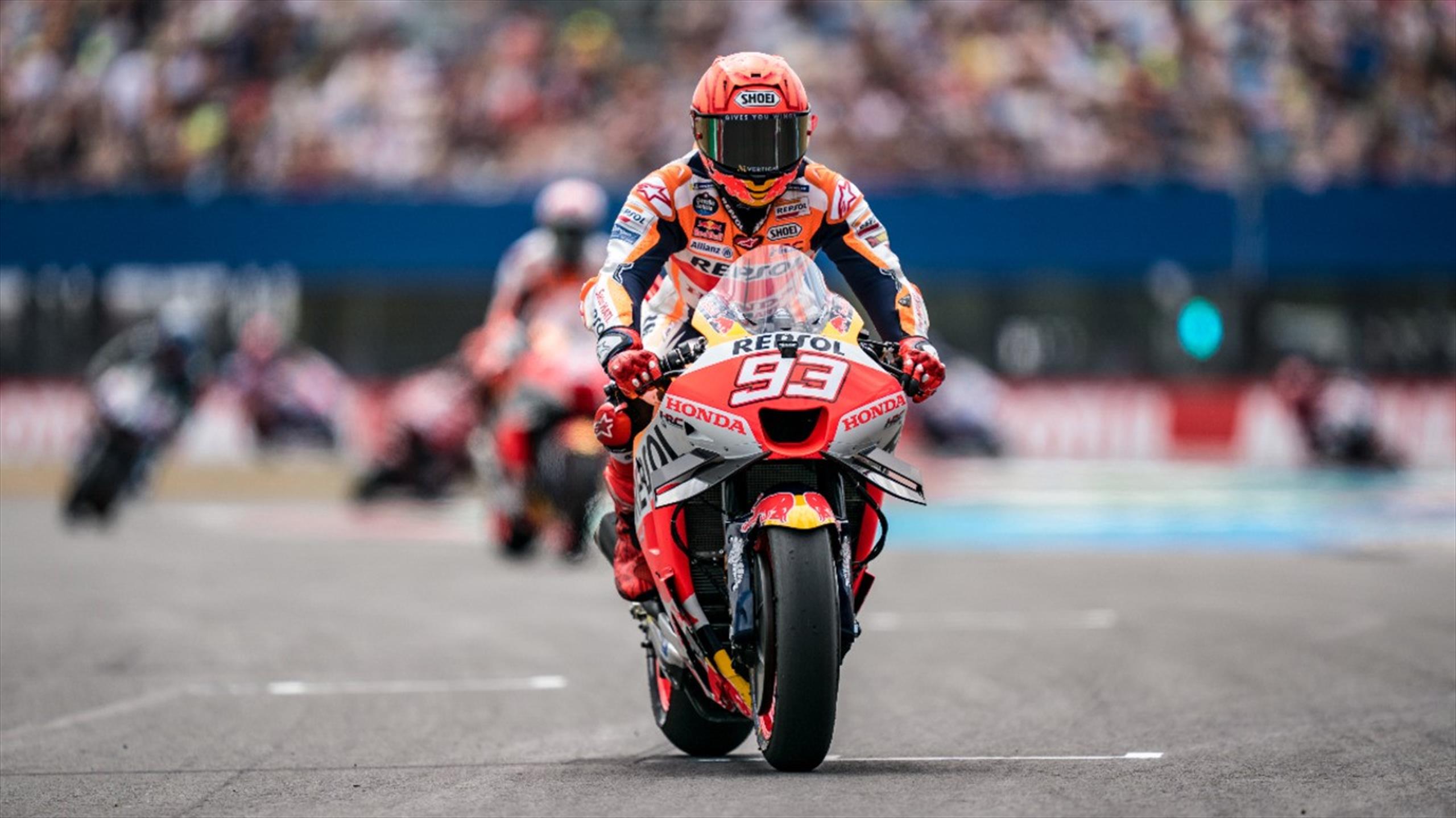 Marc Marquez rides into the back of Enea Bastianini and is out of Q1