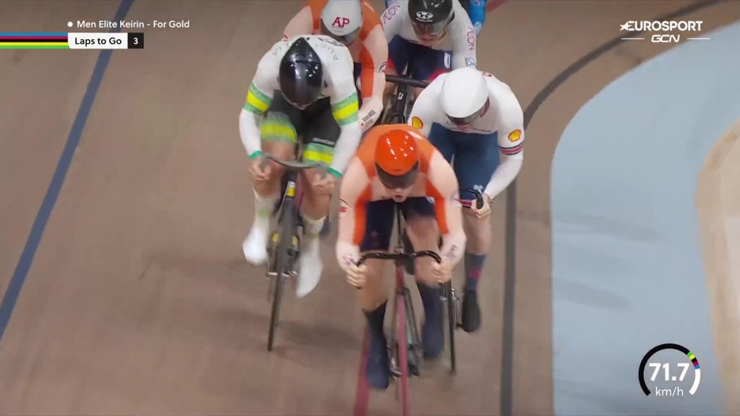 WK wielrennen Lavreysen verliest wereldtitel en wordt vierde op keirin Baanwielrennen video WK wielrennen Lavreysen verliest wereldtitel en wordt vierde op keirin Baanwielrennen video