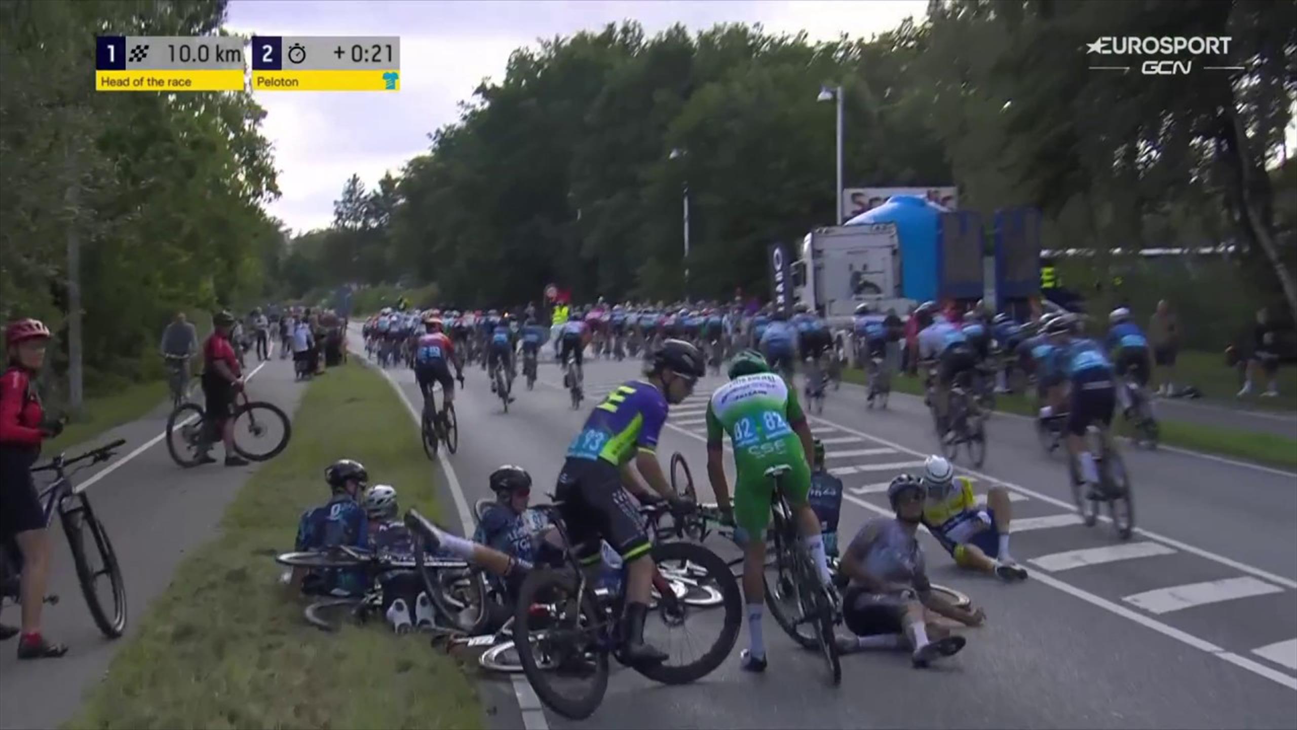 Giro di Danimarca Maxi caduta proprio nel finale coinvolti anche