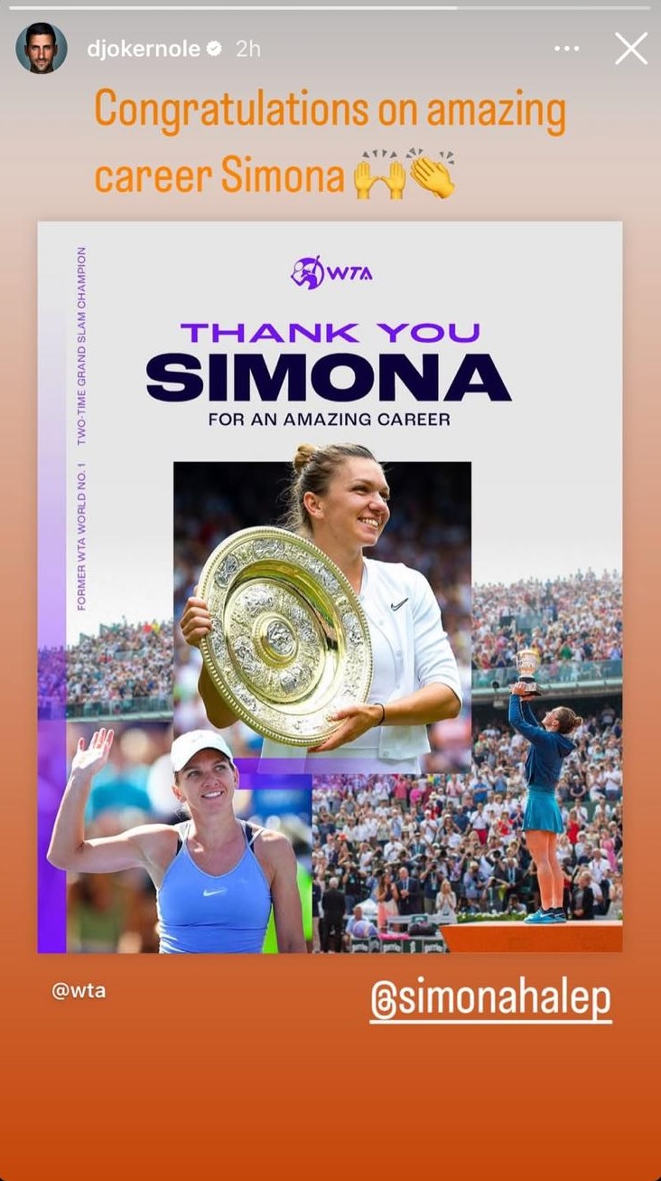 Mesajul lui Novak Djokovic pentru Simona Halep, care s-a retras la Transylvania Open.