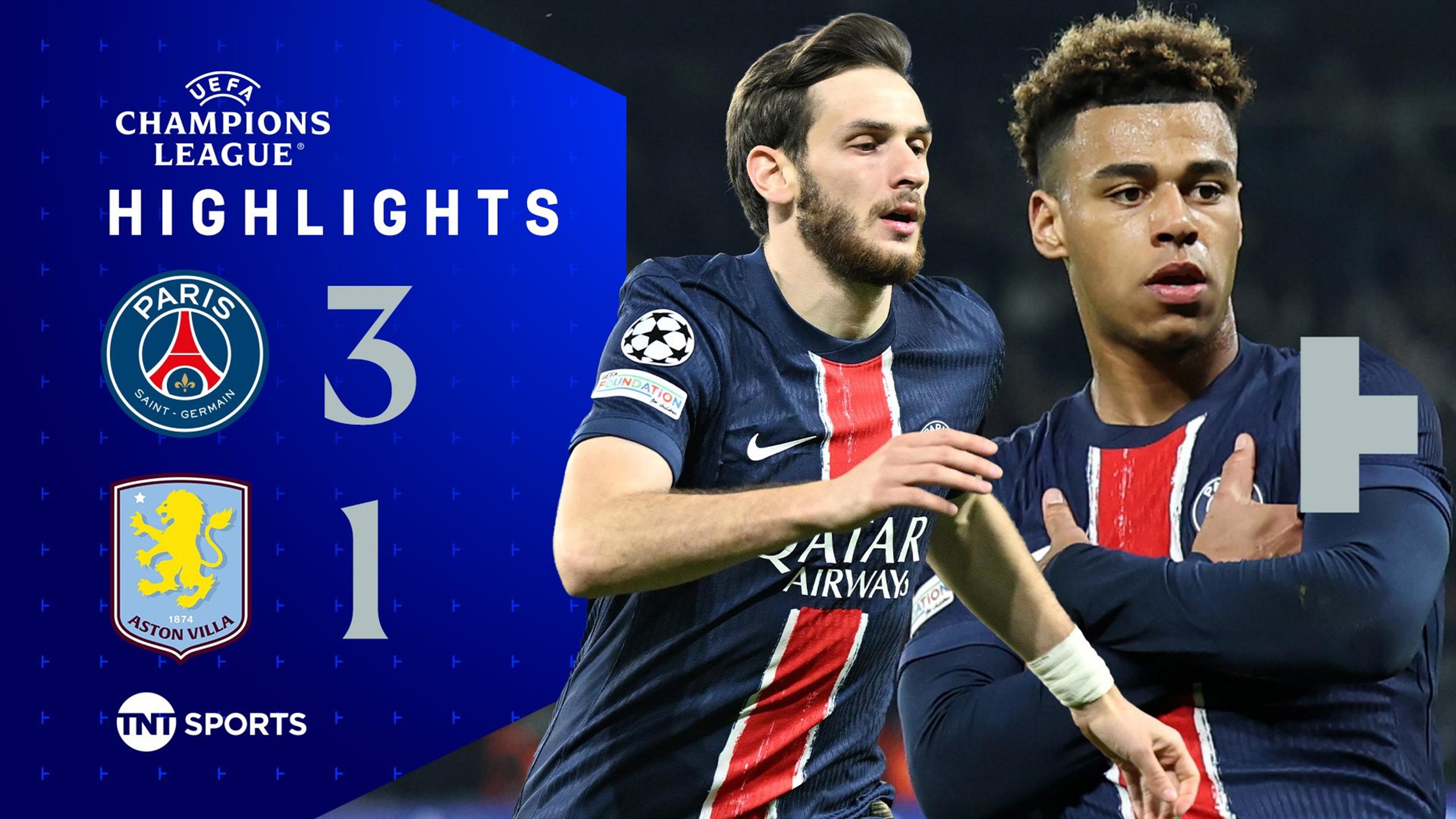 Paris Saint-Germain 3-1 Aston Villa: Brilliant PSG take control of UEFA  Champions League quarter-final with three world-class goals