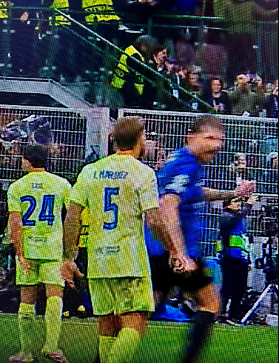 El momento del supuesto escupitajo de Íñigo Martínez a Acerbi