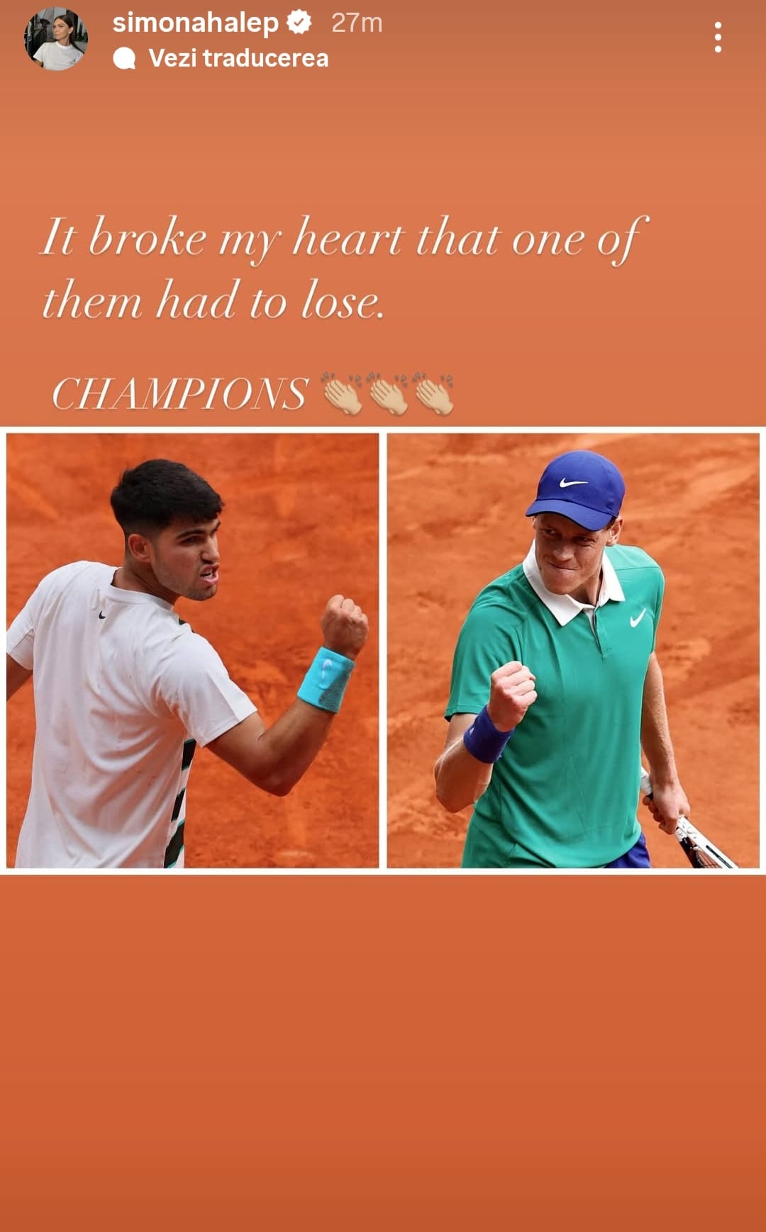 Simona Halep, mesaj pentru Alcaraz și Sinner, la Roland Garros 2025