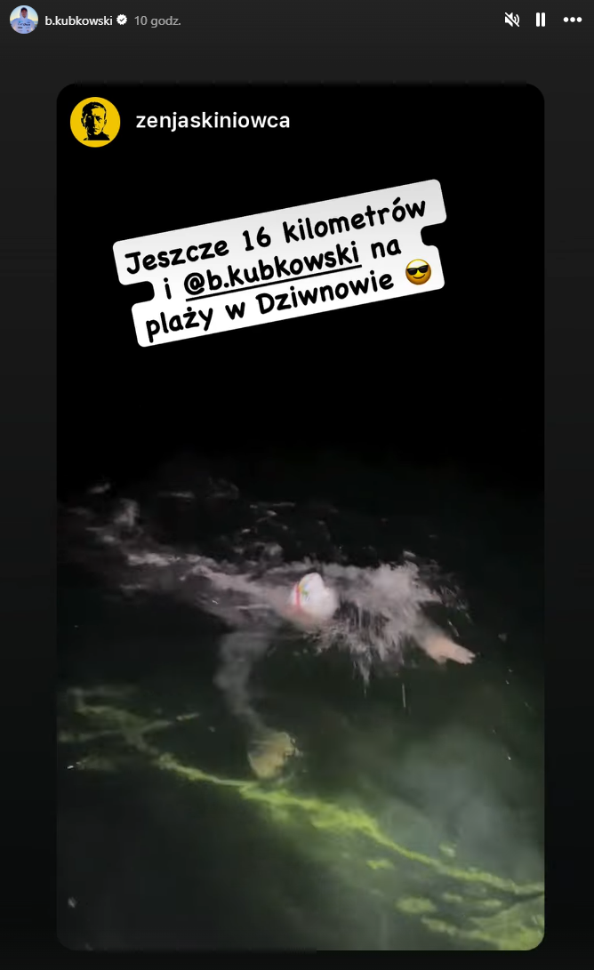 Bartłomiej Kubkowski podczas próby przepłynięcia Bałtyku (foto: Instagram/ b.kubkowski)