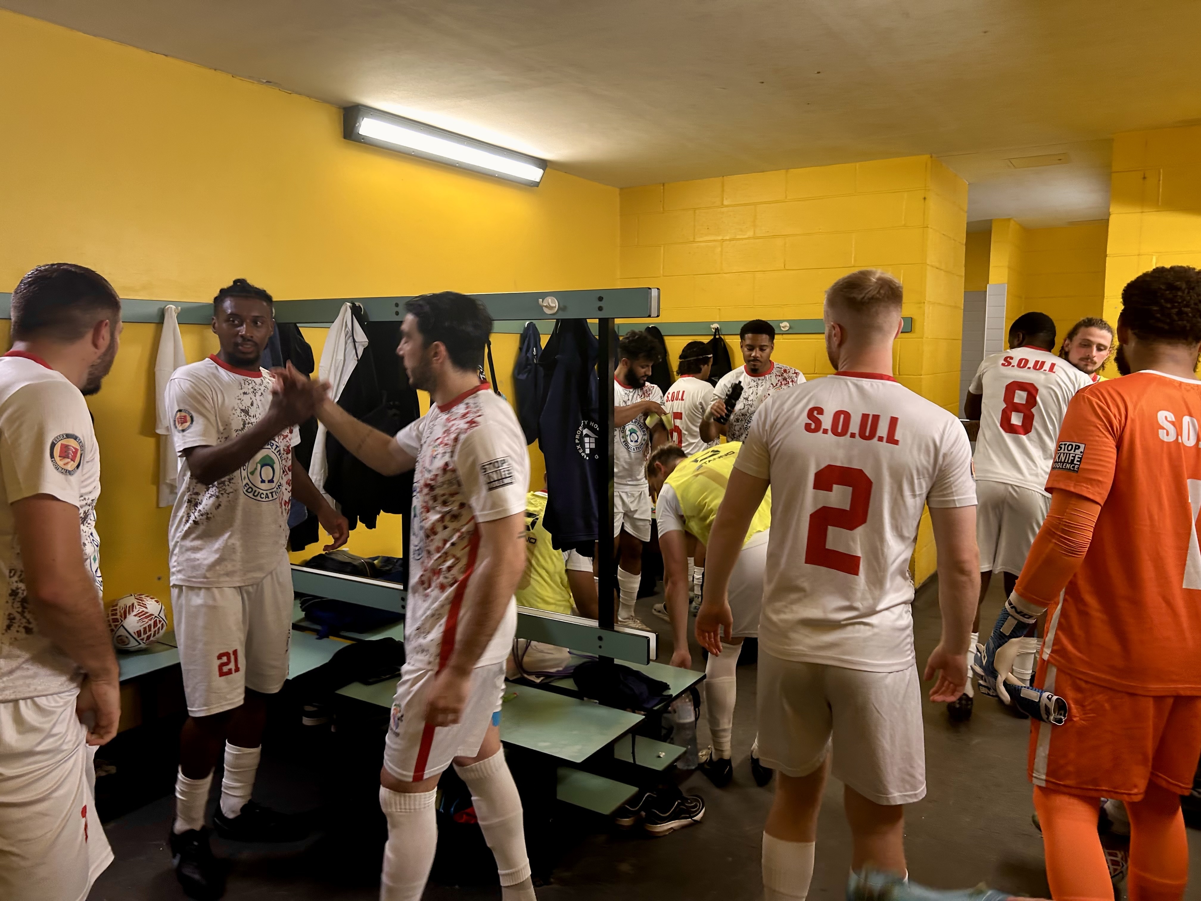 Inside the home dressing room at Mile End Stadium ahead of kick-off