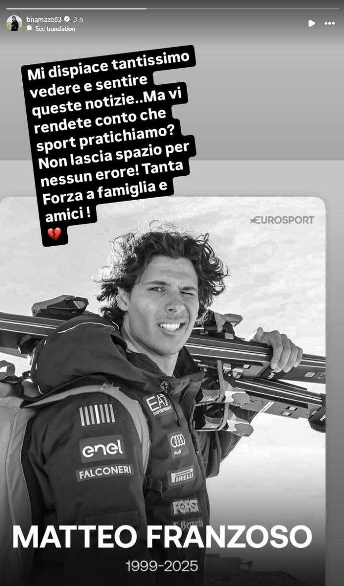 Tina Maze wünscht Franzosos Familie und Freunden "viel Kraft".