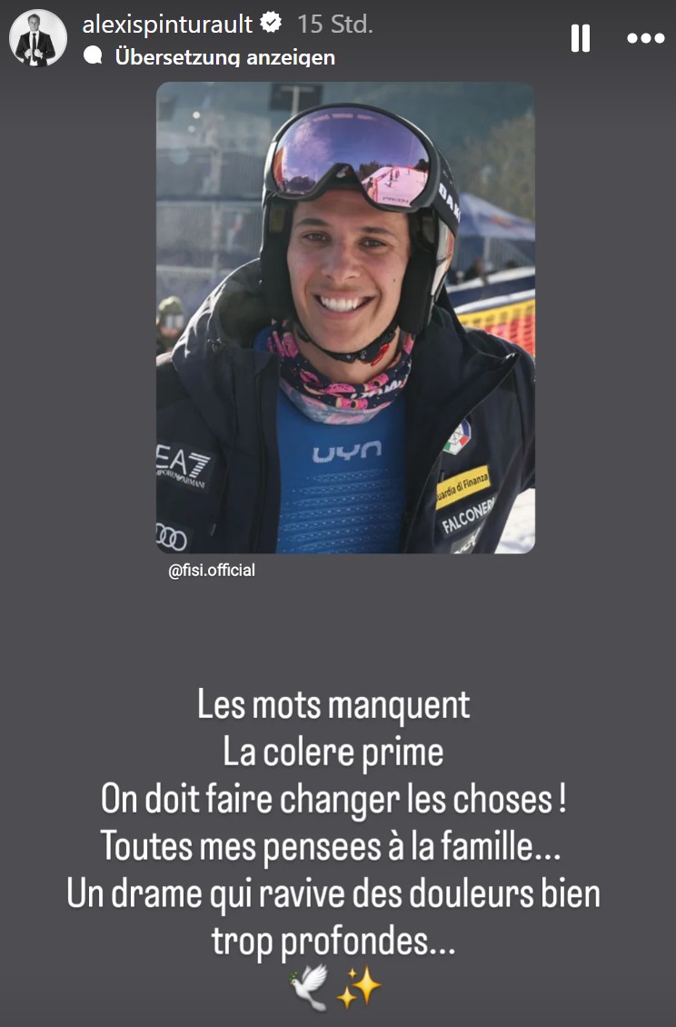 Alexis Pinturault trauert um Matteo Franzoso.