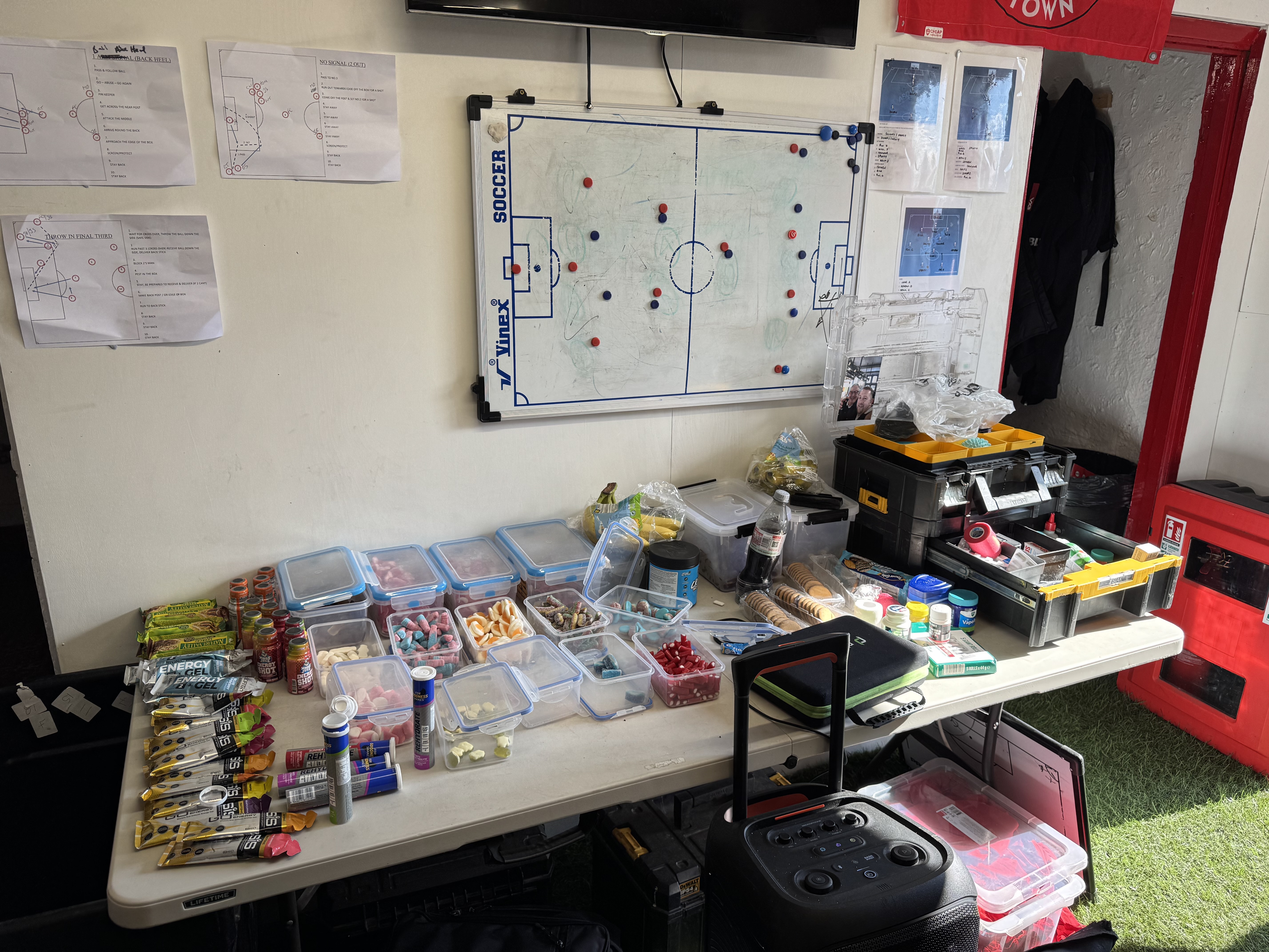 Inside the Whitstable Town changing room/tuck shop