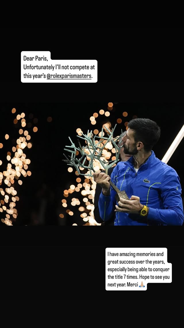 Novak Djokovic sagt für Paris 2025 ab // Screenshot: instagram.com/djokernole