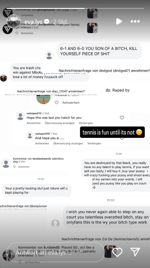 Screenshot: Evy Lys bekommt heftige Hassnachrichten