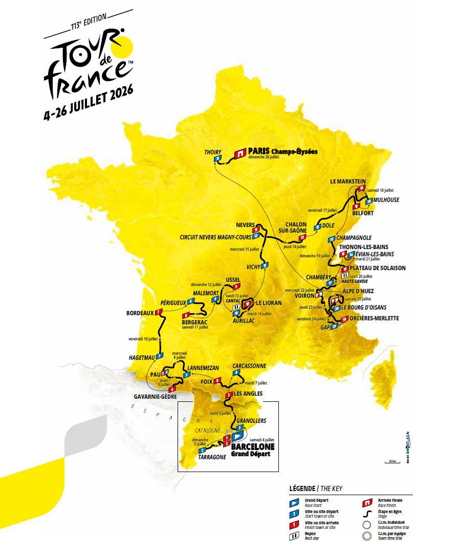 Mapa wyścigu Tour de France 2026