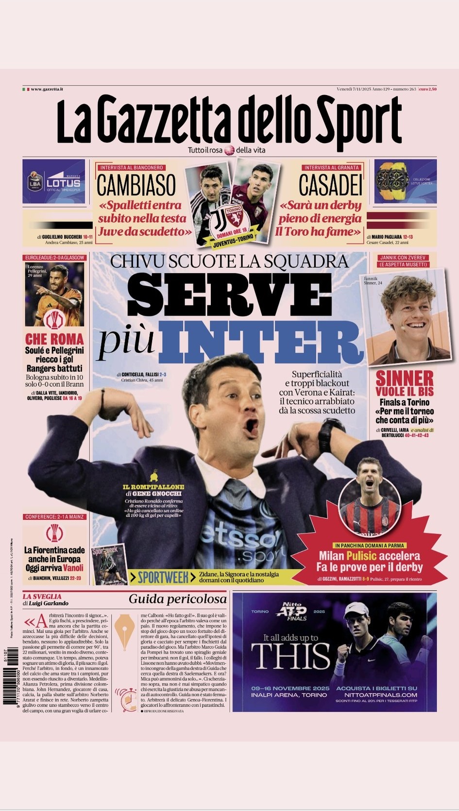 Cristi Chivu, pe prima pagină în Gazzetta dello Sport.