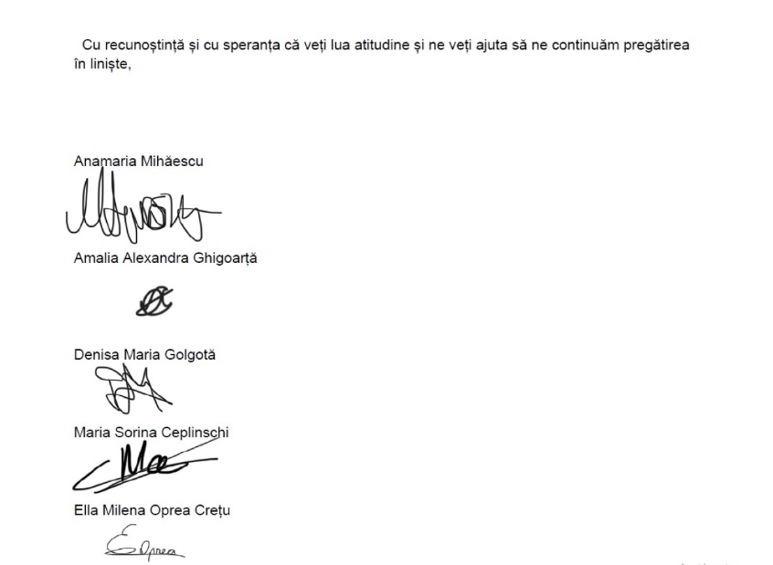 Fragment din memoriul depus de Mara Ceplinschi, Amalia Ghigoarță, Denisa Golgotă, Anamaria Mihăescu și Ella Oprea la ANS. Foto: Golazo.ro.