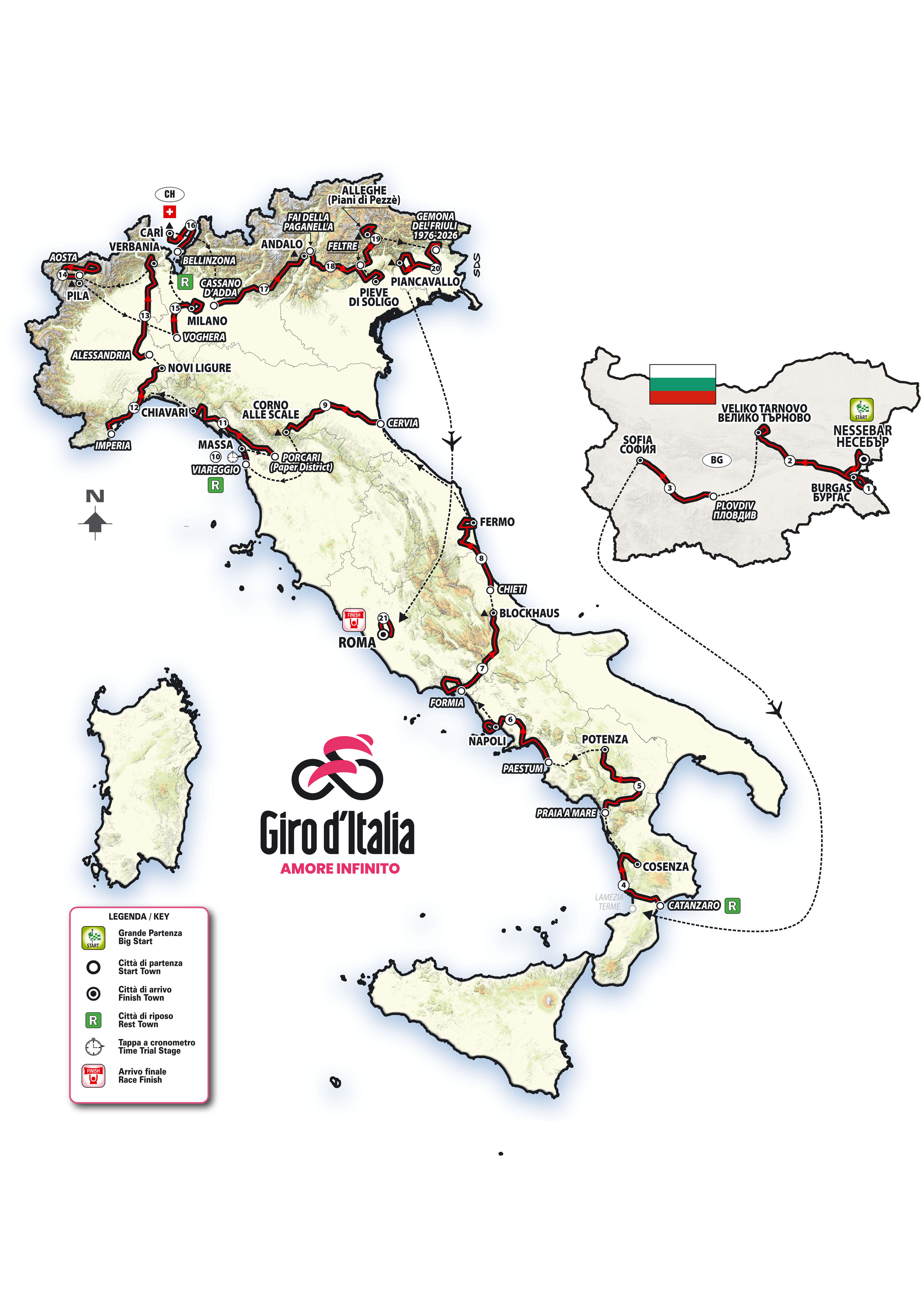 Le parcours complet du Giro 2026